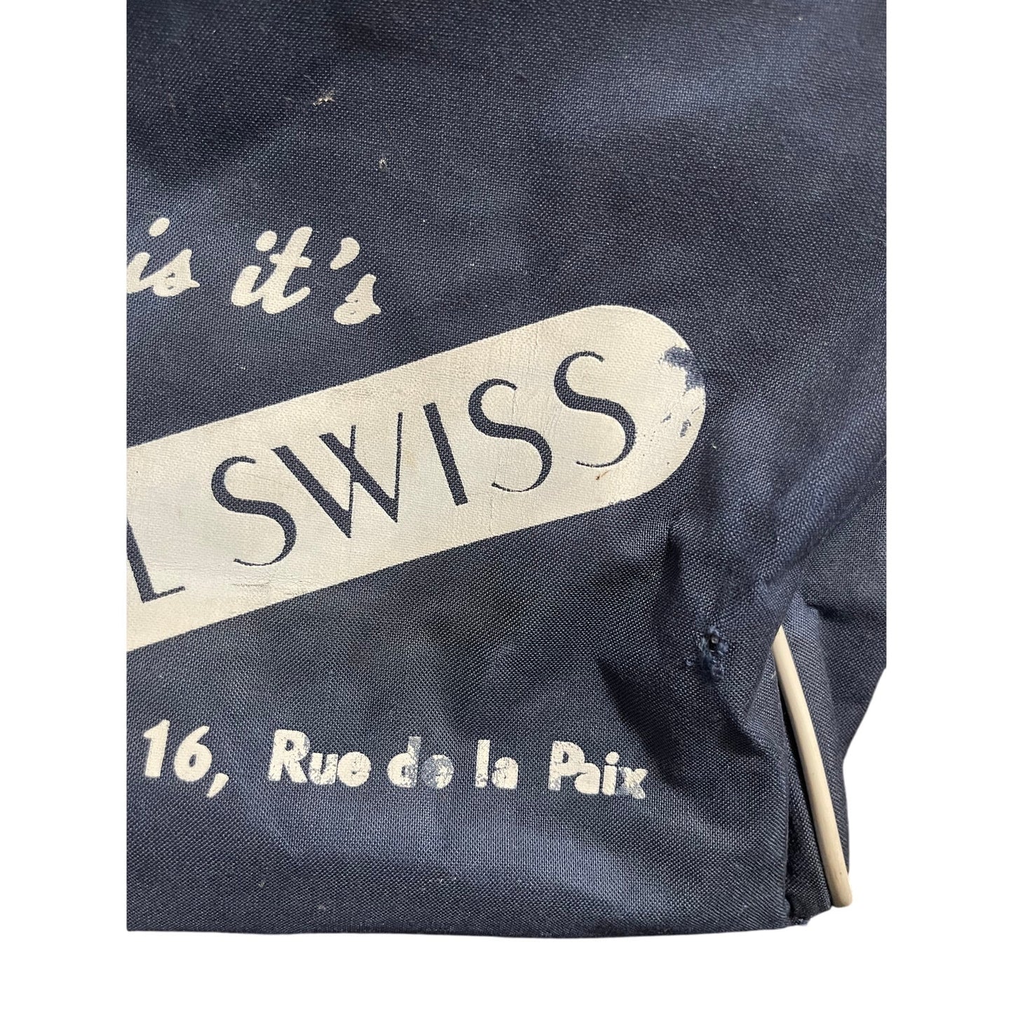 Vintage Paris Michel Swiss Navy Canvas Zip Airline Style Tote Bag