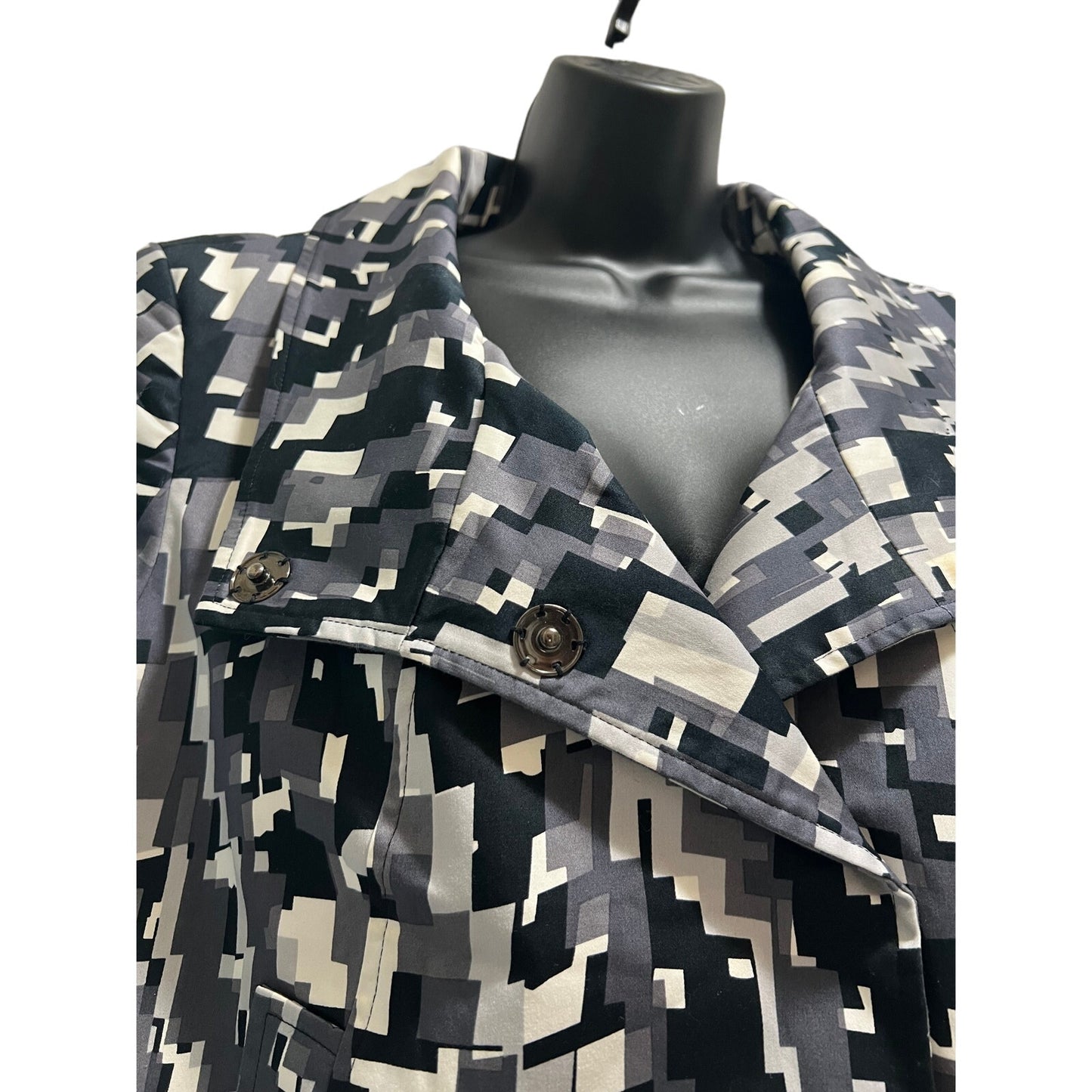 Calvin Klein Abstract Black White Grey Size Large Cotton Blend Jacket