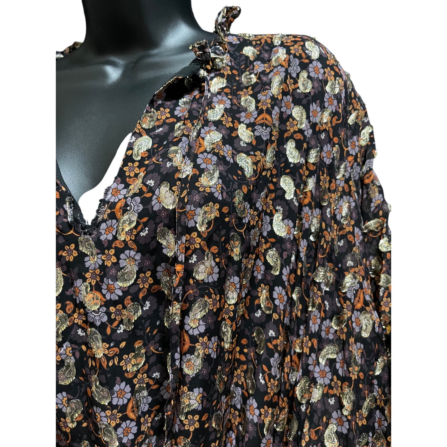 NWT Kobi Halperin Black Floral Boho Dress - Size Large - $598 MSRP