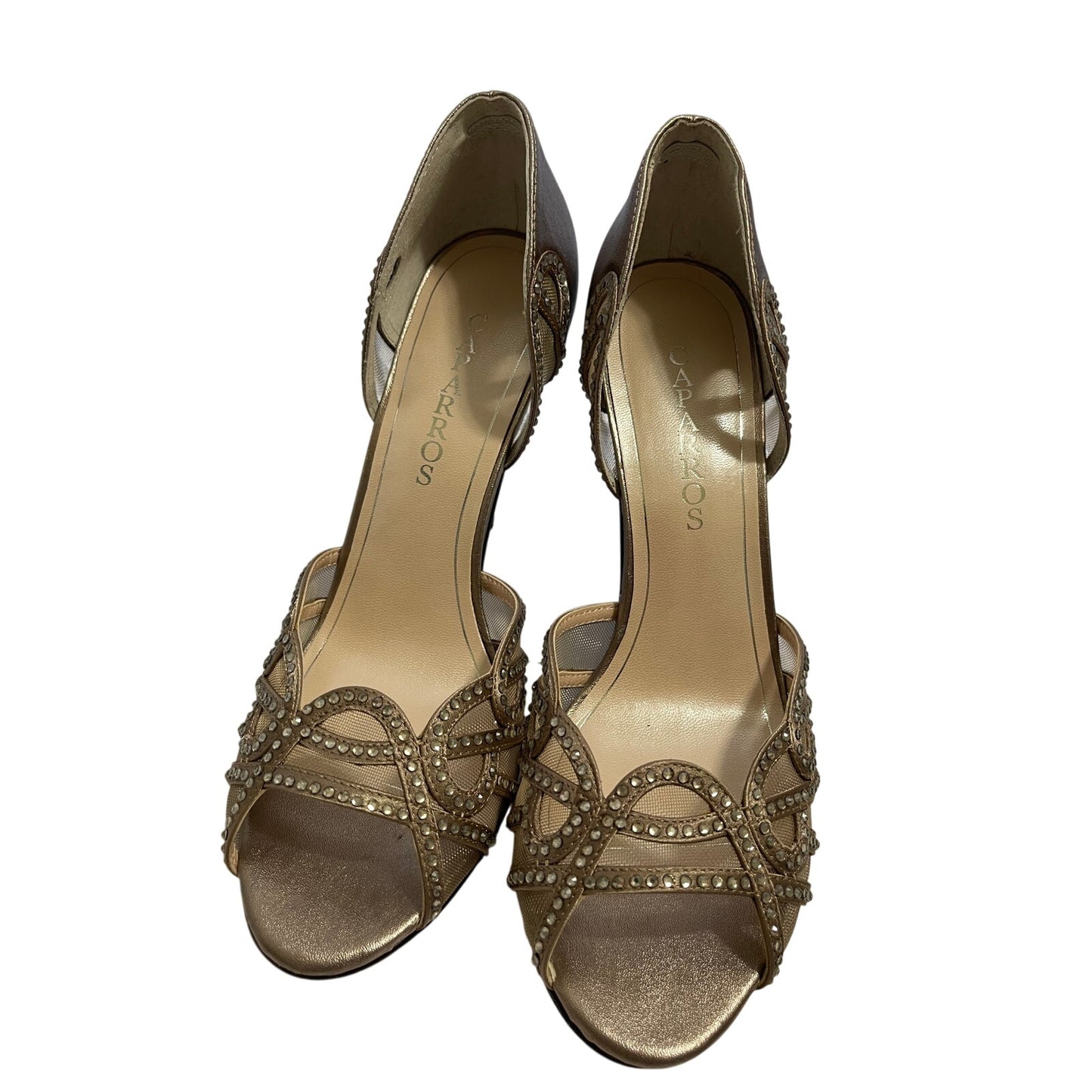Caparros "Rockette" Metallic Bronze Leather Peep Toe Heels 9.5M