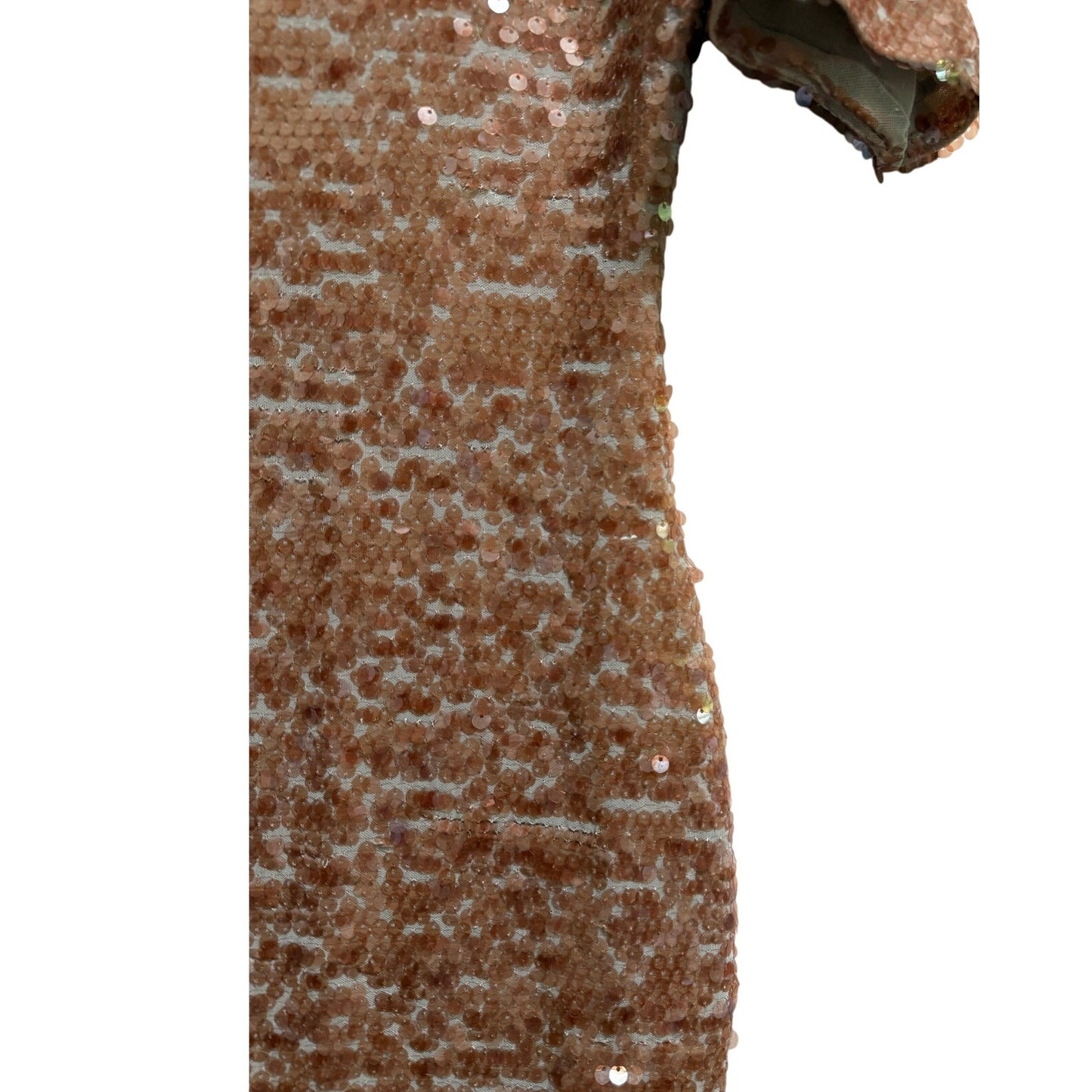 BCBG Maxazria Medium Sequined Brown Short Sleeve Dress