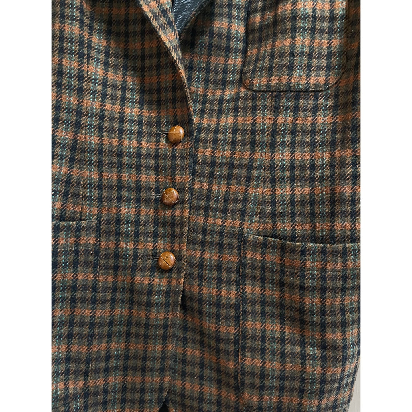 Vintage Italian Made Highlands Benetton Wool Blend Plaid Jacket Size 40