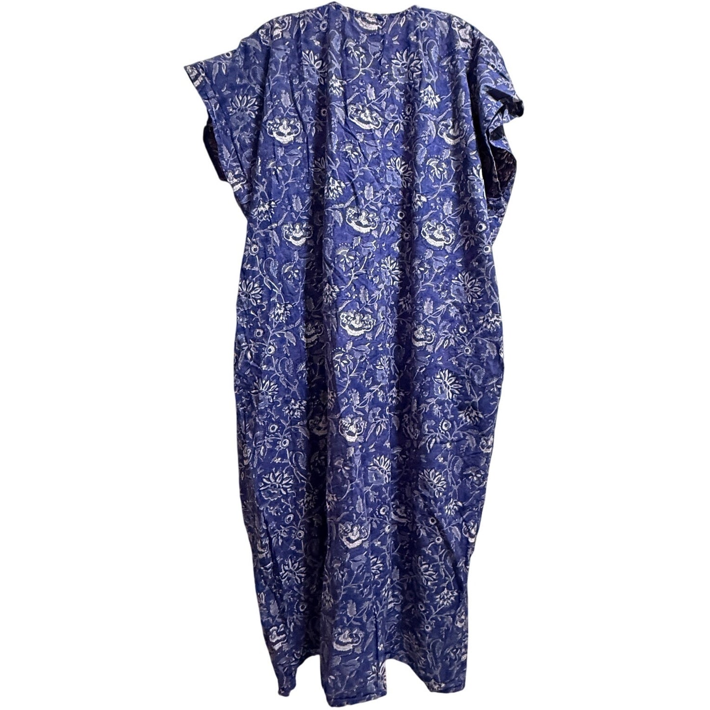 Nesara 100% Organic Cotton Purple Floral Caftan Dress- Oversized Medium