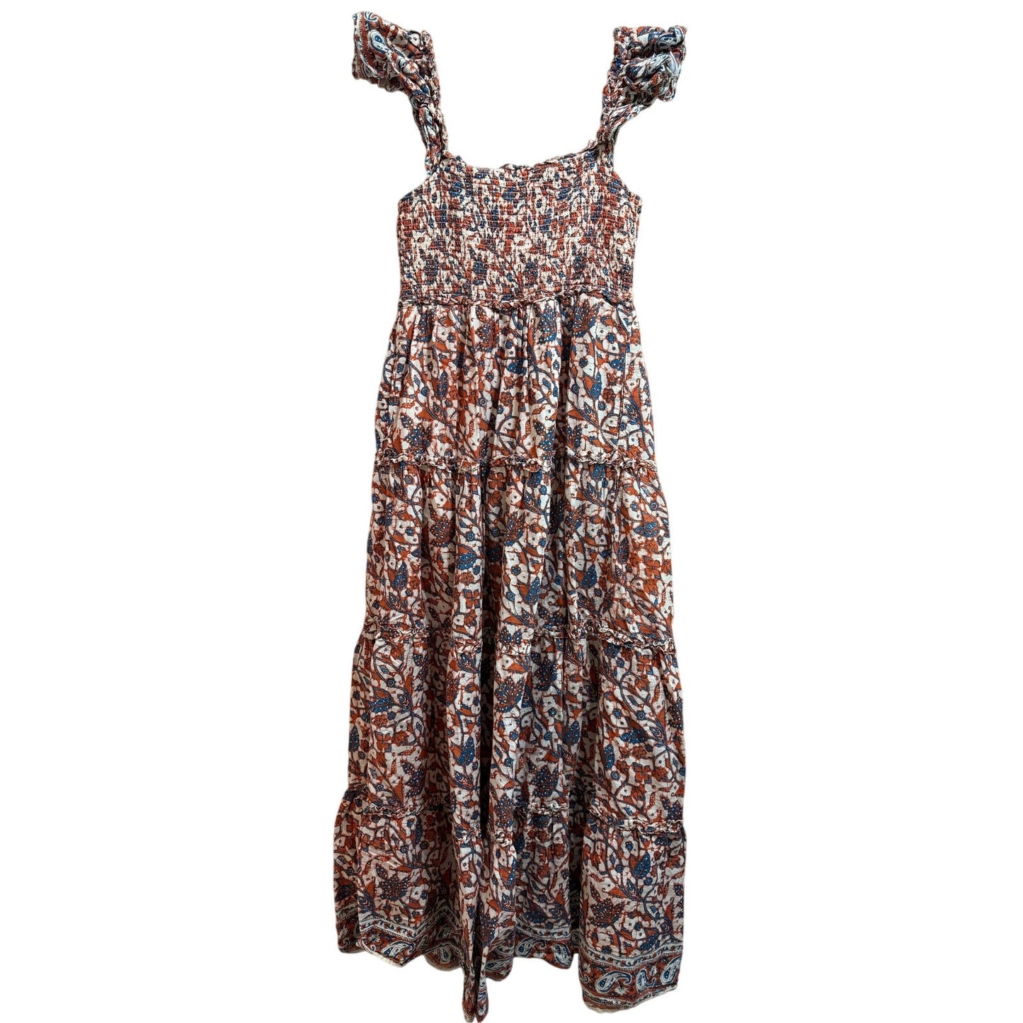 Love the Label Blue and Orange Floral Sleeveless Dress - Large