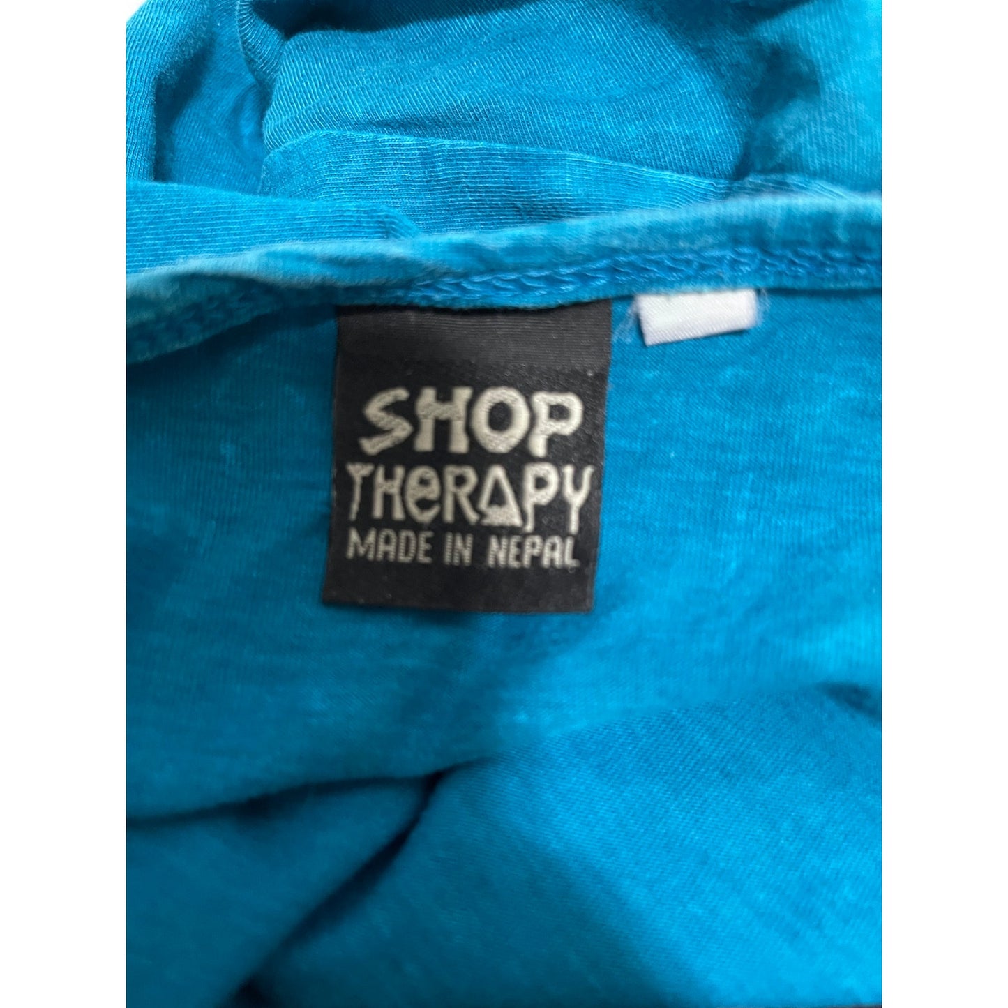 Shop Therapy Blue Black Short Sleeve Textured T-Shirt - Size S/M - Vintage 90's