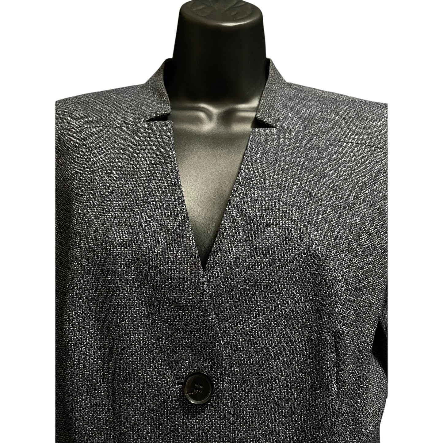 Lafayette 148 New York Size 12 Petite Navy Blue / Gray Blazer