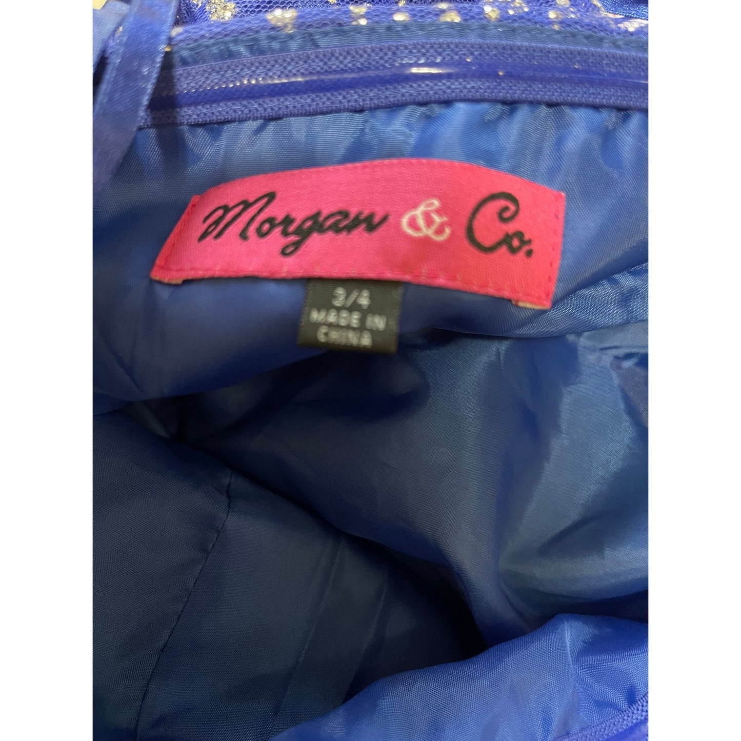 Morgan & Co Blue w/Silver Sequin Halter Dress - Size 3/4