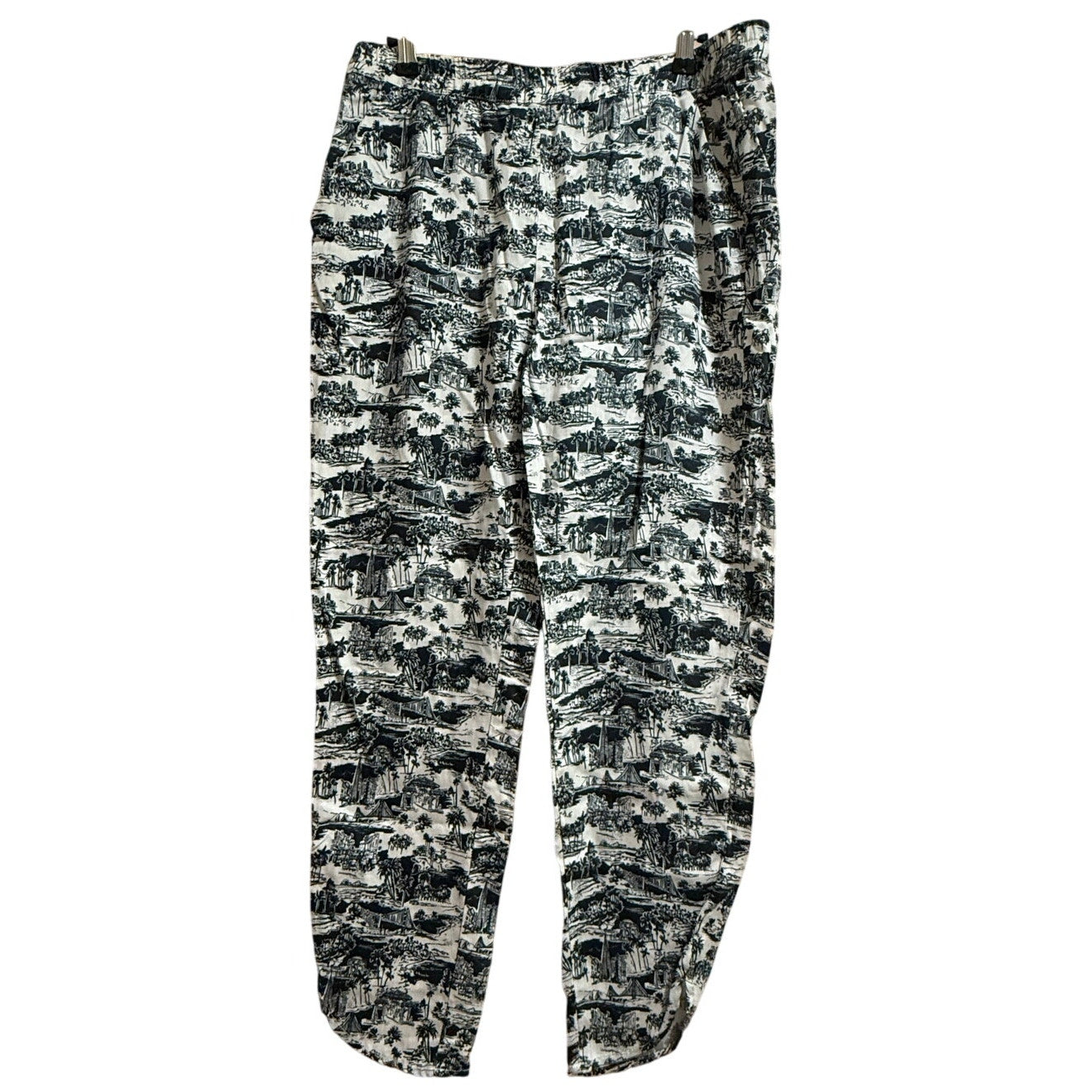 Marine Layer Size Medium Blue and White Island Print Elastic Waist Pants