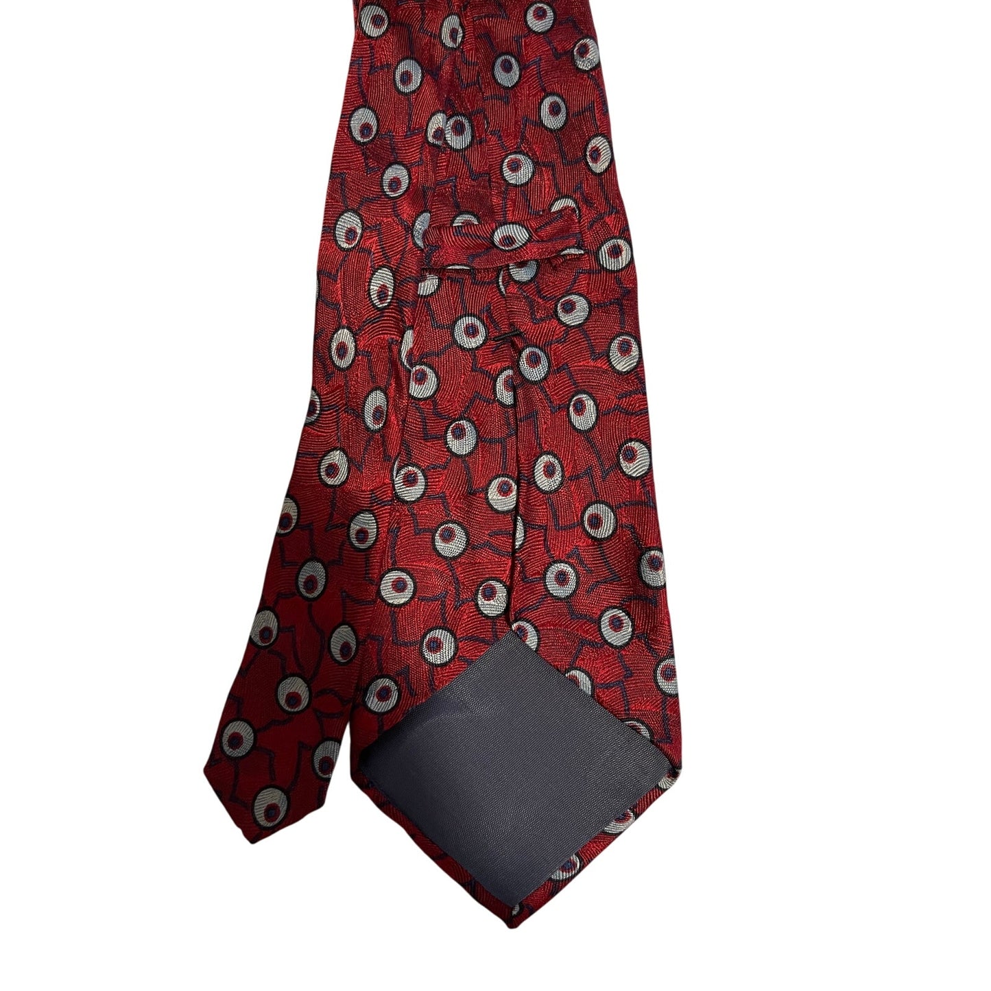 Vintage Red and Gray Patterned Men's Silk Type Unbranded Necktie