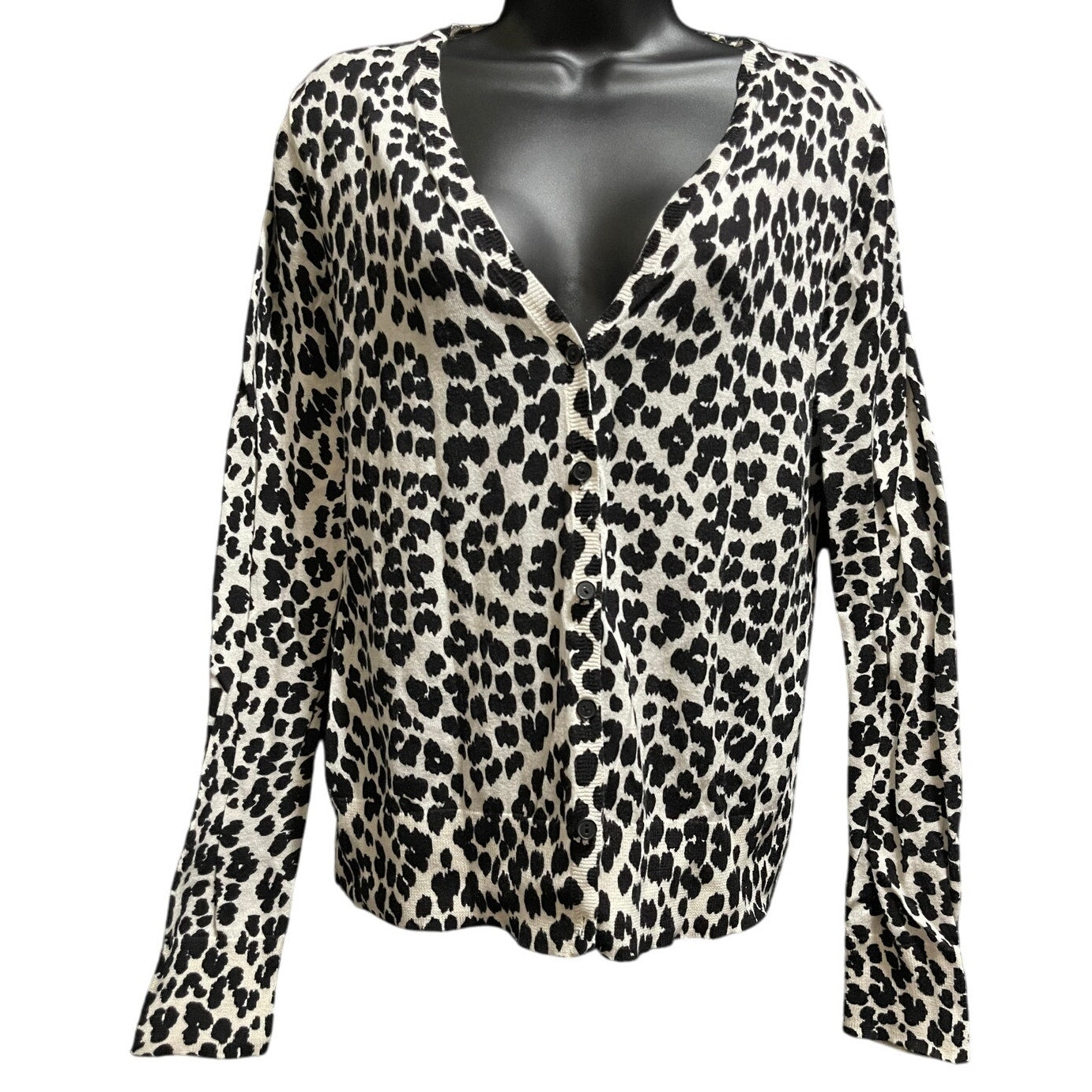 Anne Taylor the LOFT Size Medium Animal Print Cardigan Knit Sweater