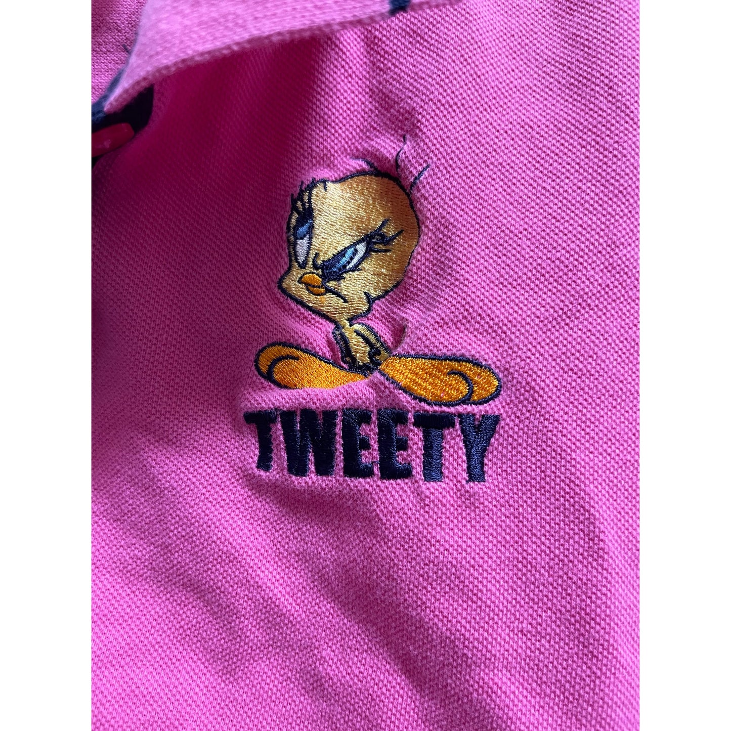 Vintage Y2K Looney Tunes Tweety Bird Embroidered Polo Tank - Medium