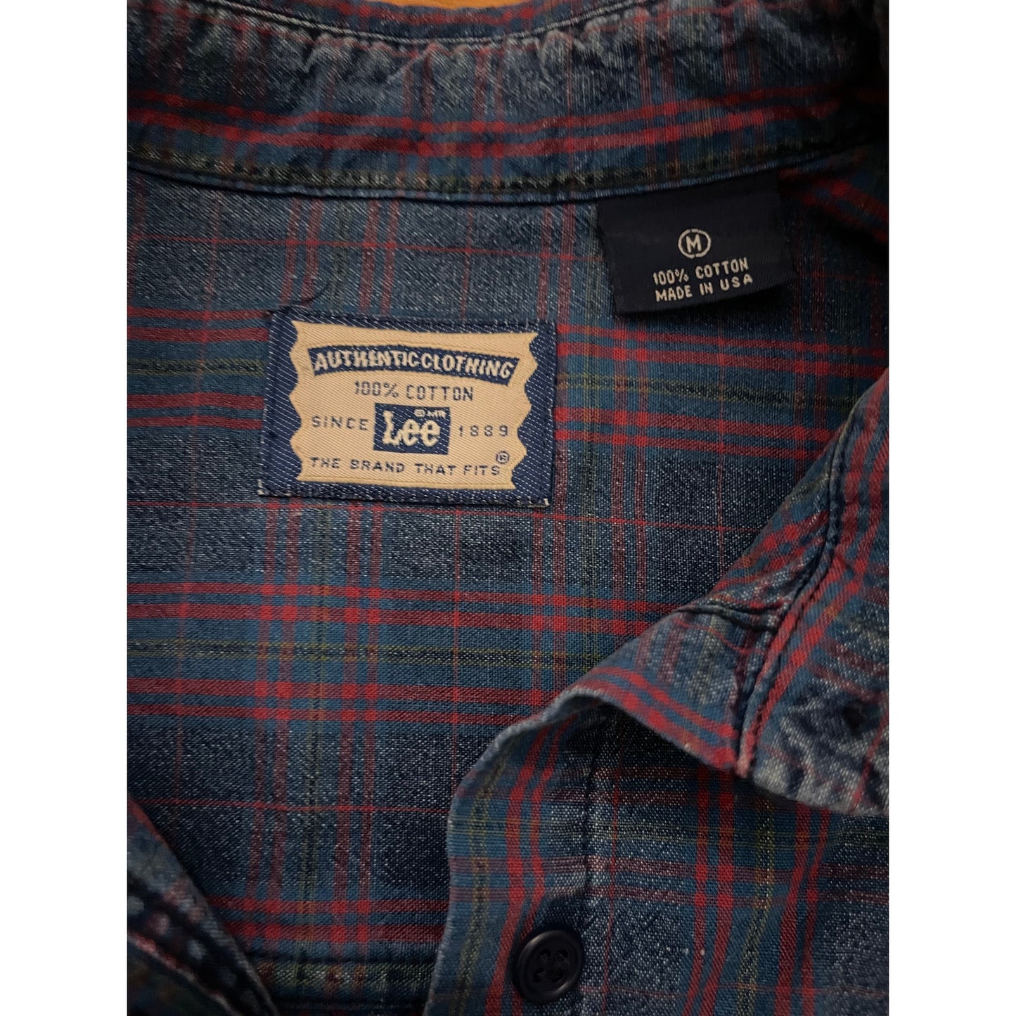 Vintage 90s Lee 100% Cotton Long Sleeve Plaid Button Front Shirt Men's Medium