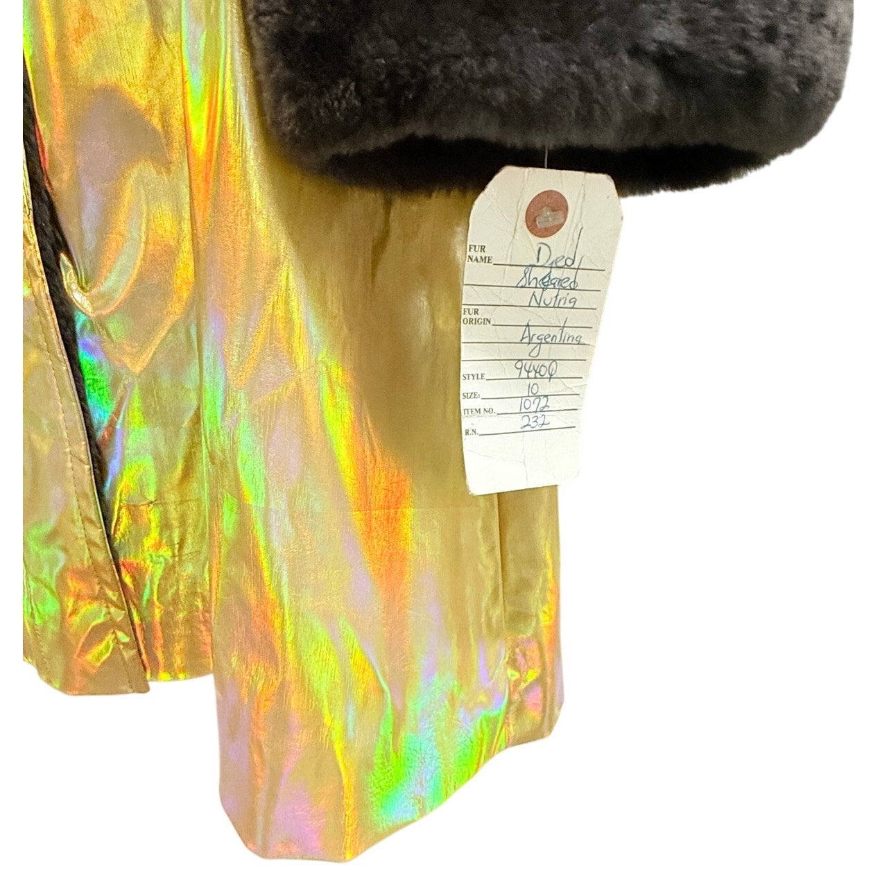 Vintage David Goodman for Gus Goodman Yellow Reflective Fur Lined Size 10 Coat