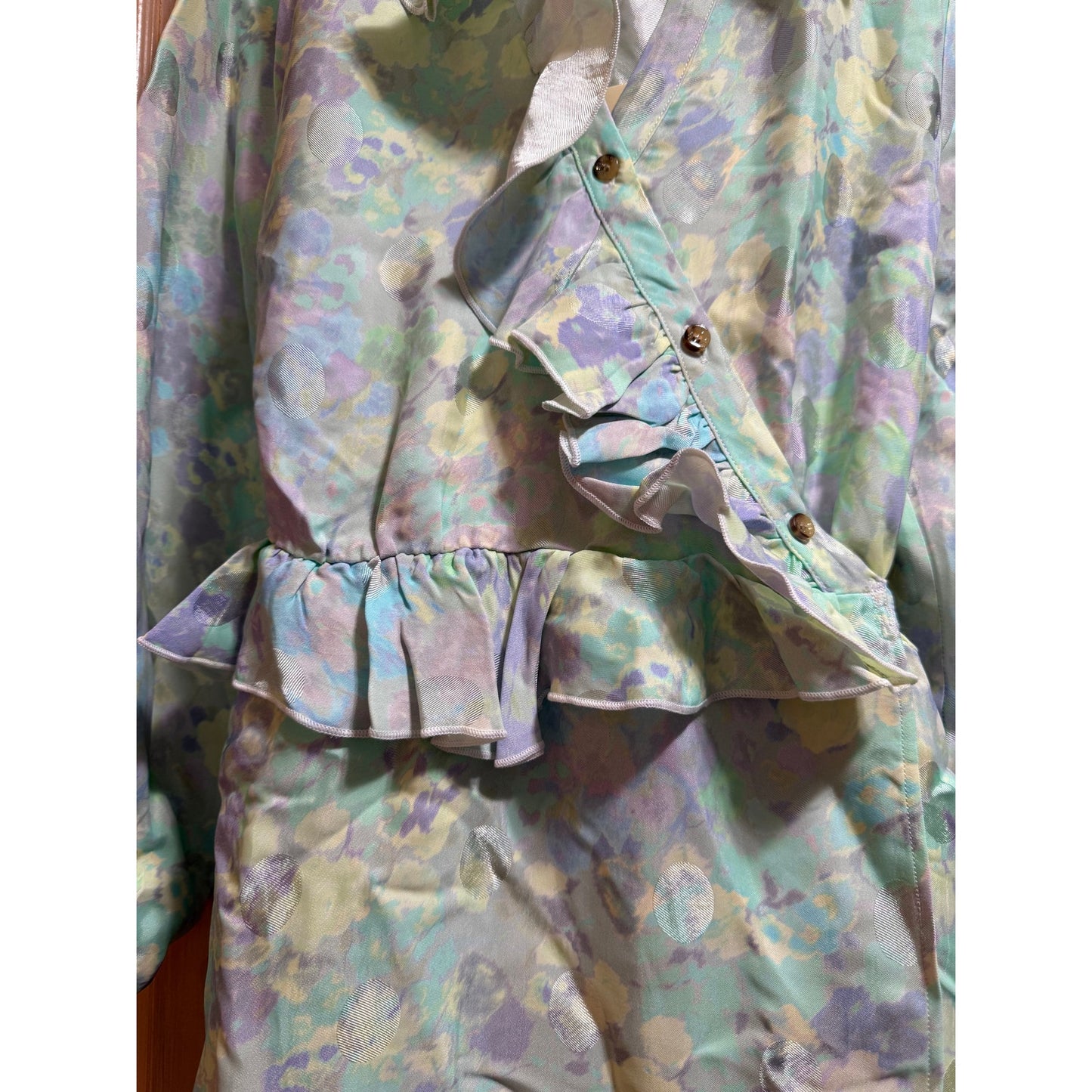 Stine Goya Odette Pastel Bloom Ruffle Prairie Dress - Long Sleeve - Medium - NWT