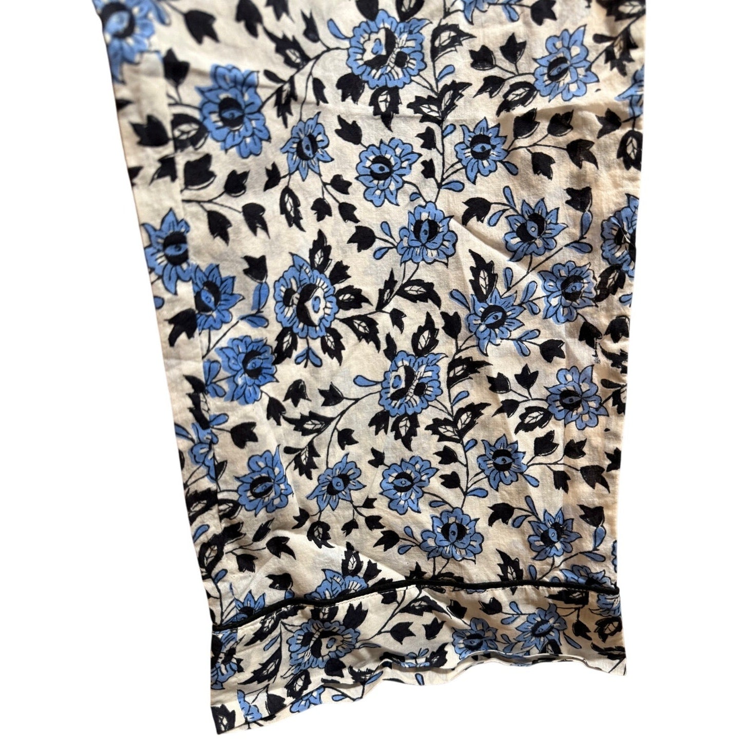 Navy Bleu Floral Print Straight Leg Drawstring Casual Pants - Size Medium - NWT