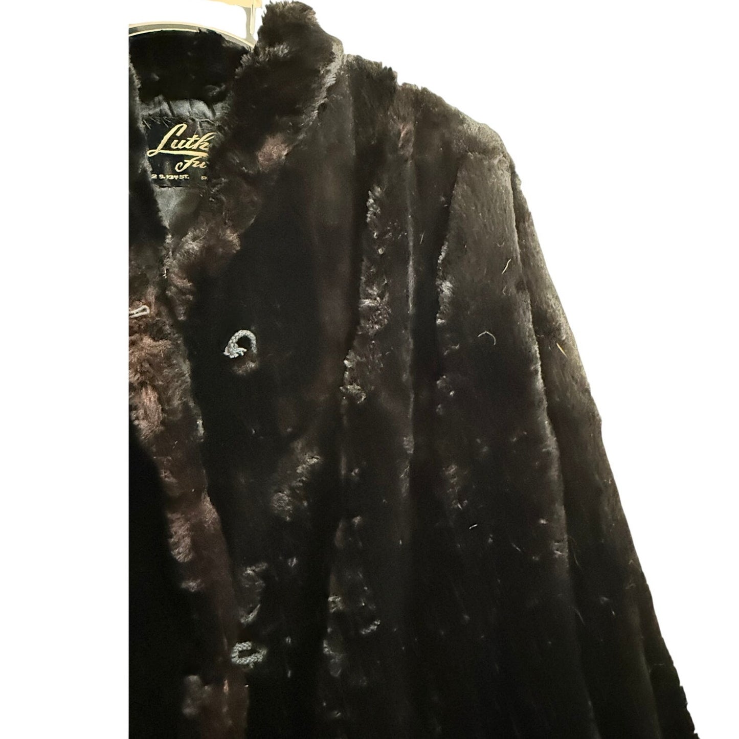 Vintage Luthel Furs Black Heavy Fur Overcoat - Women's 10