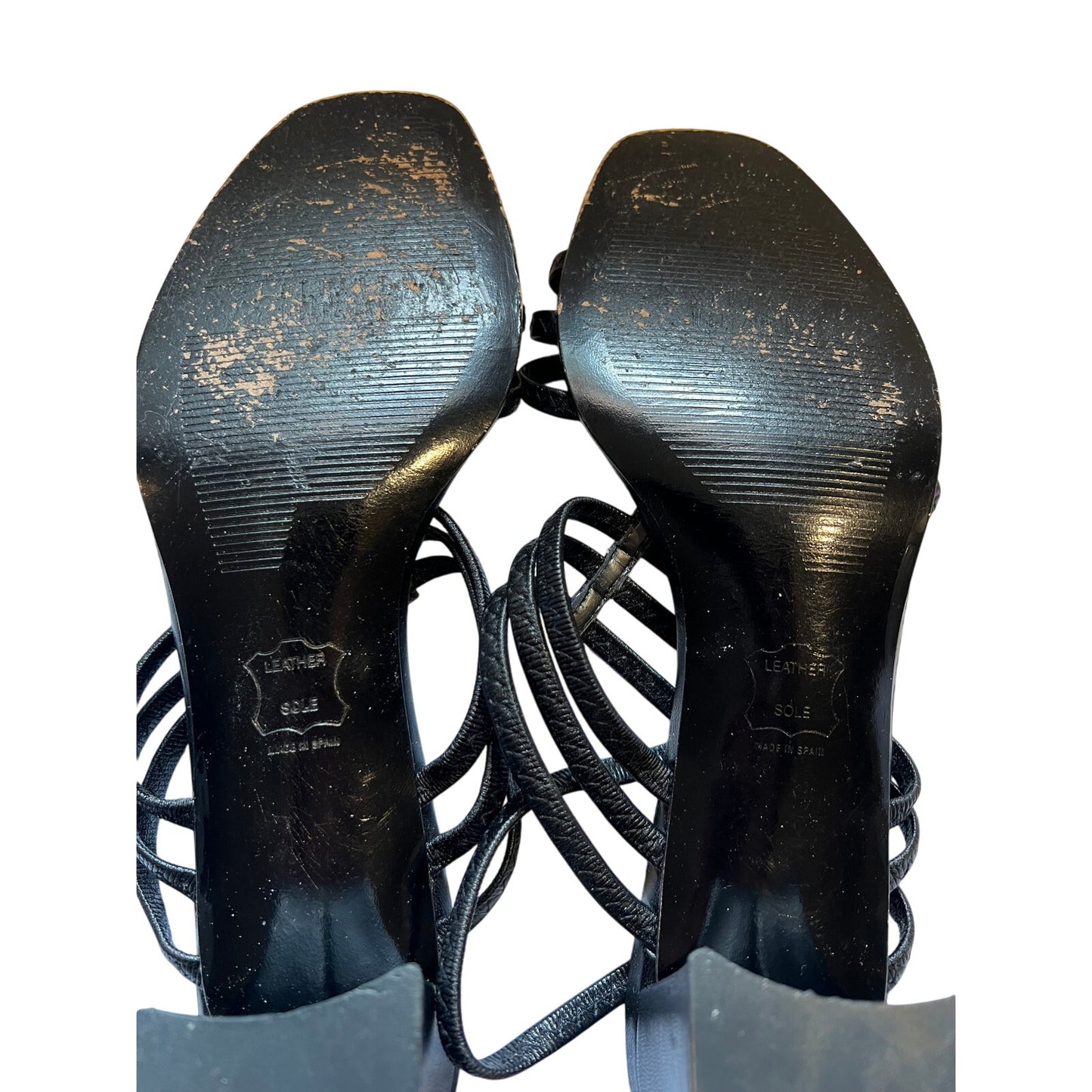 Stuart Weitzman Black Strappy Sandals 2.5" Block Heel - Size 9.5