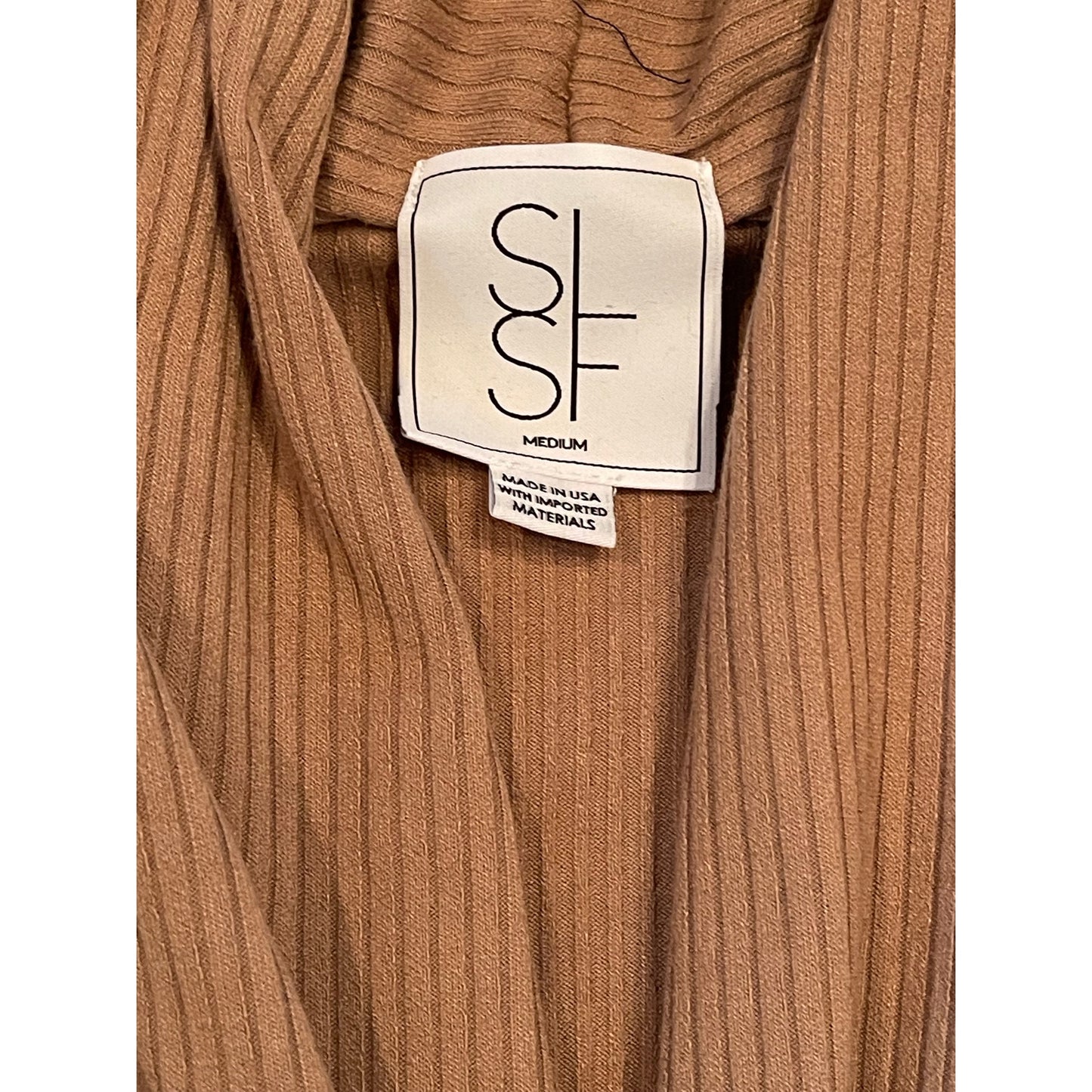NWT Sarah Liller San Francisco Tan / Brown Ribbed Long Sleeve Dress $219 MSRP