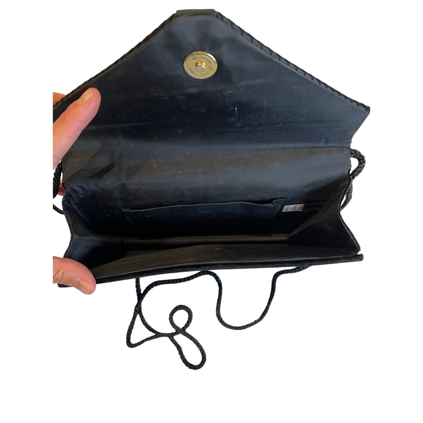 Vintage Unbranded Black Velvet Snap Clutch / Shoulder Bag - Snap Closure