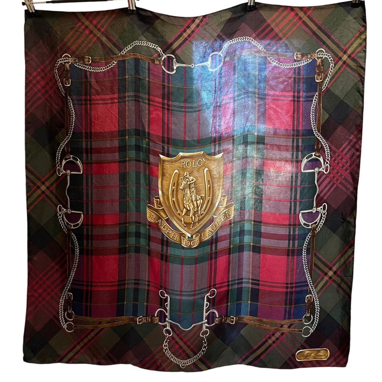Vintage Ralph Lauren Emblem Silk Scarf - Designer - Women's Square