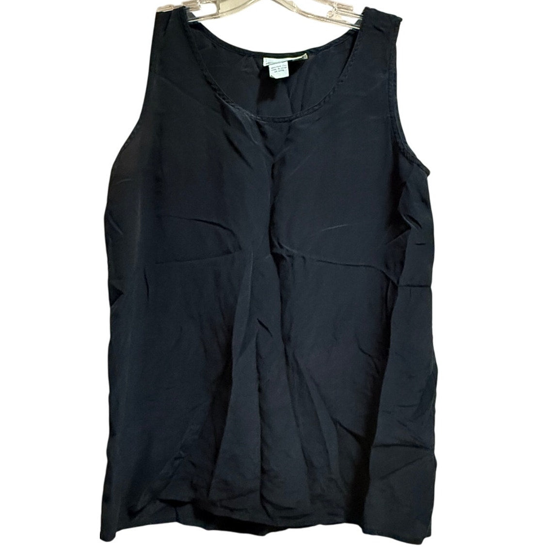 Vintage Silk Land Black Sleeveless Pure Silk Size Medium Blouse