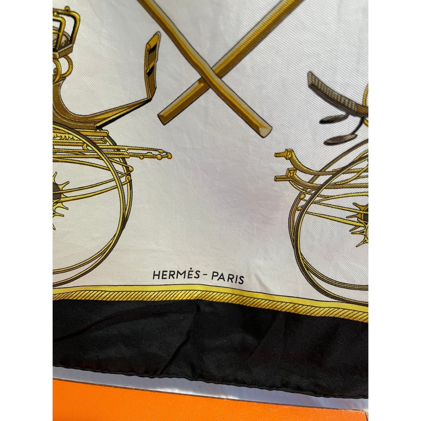Vintage Hermes Les Voitures a Transformation Silk Scarf with the Original Box