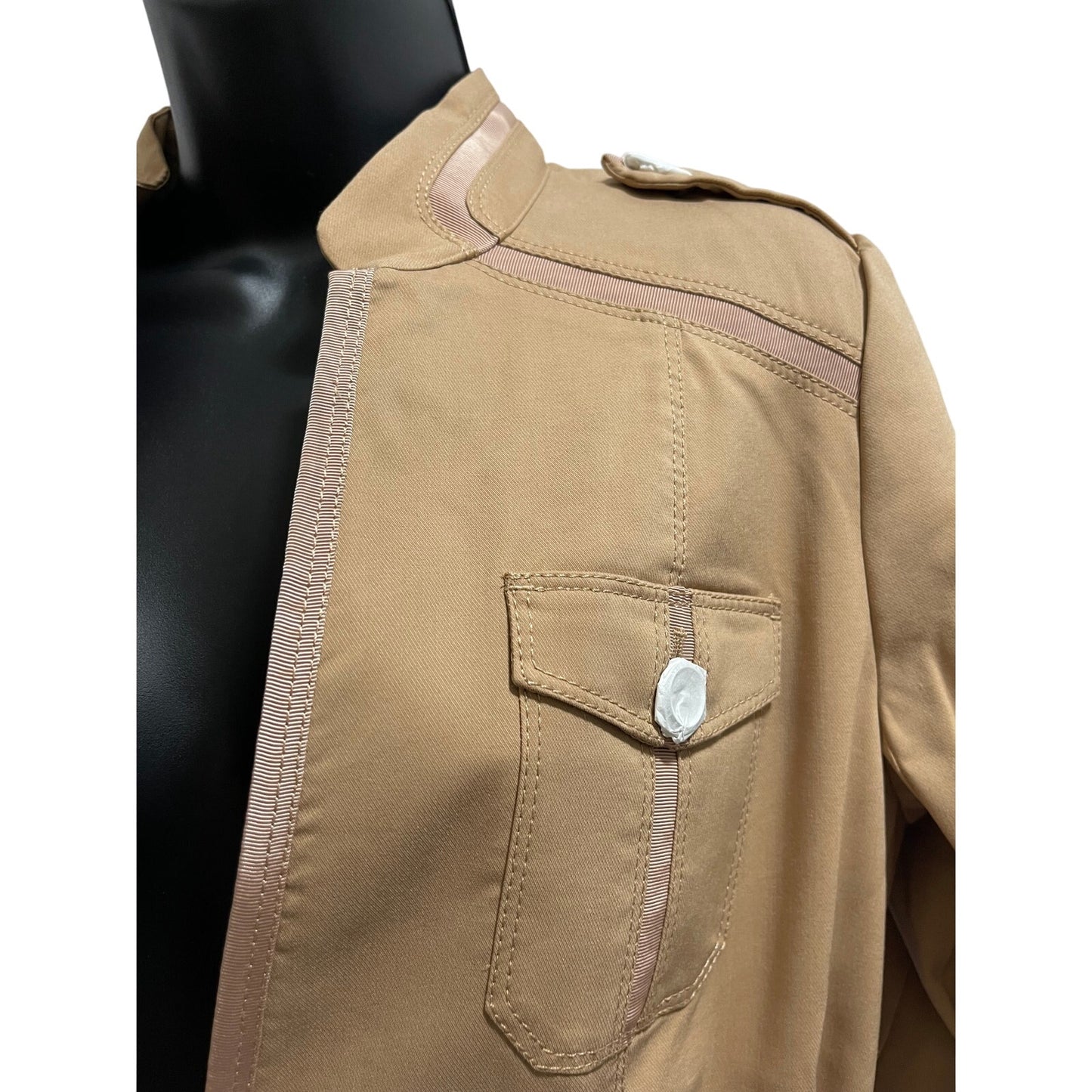 NWT White House Black Market Tan / Yellow Belted Jacket Size 10