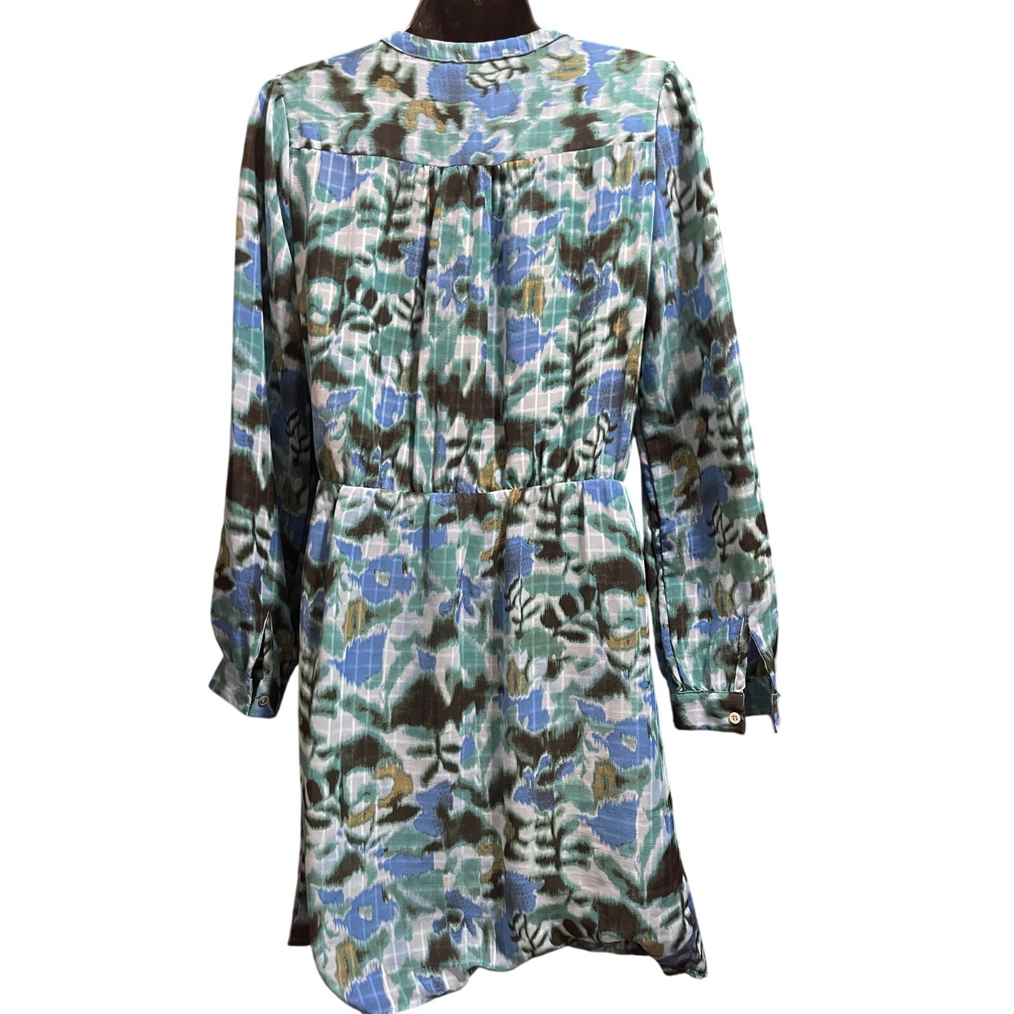 See U Soon Blue Abstract Print Long Sleeve Dress - Size Small
