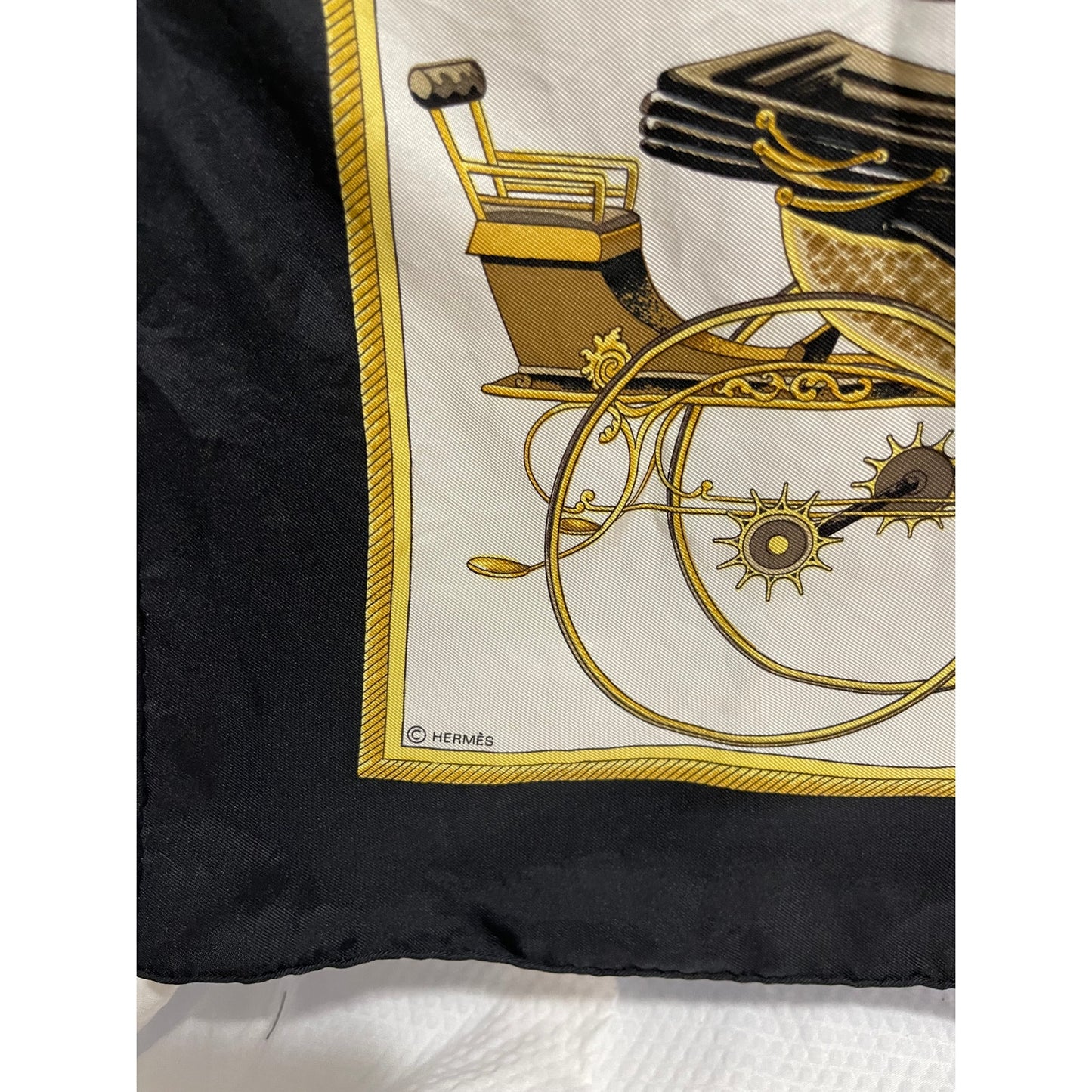 Vintage Hermes Les Voitures a Transformation Silk Scarf with the Original Box