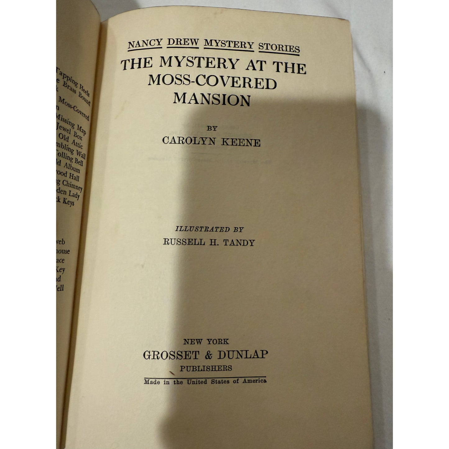 Nancy Drew - The Mystery at the Moss-Covered Mansion - Blue Tweed 1941 Hardcover