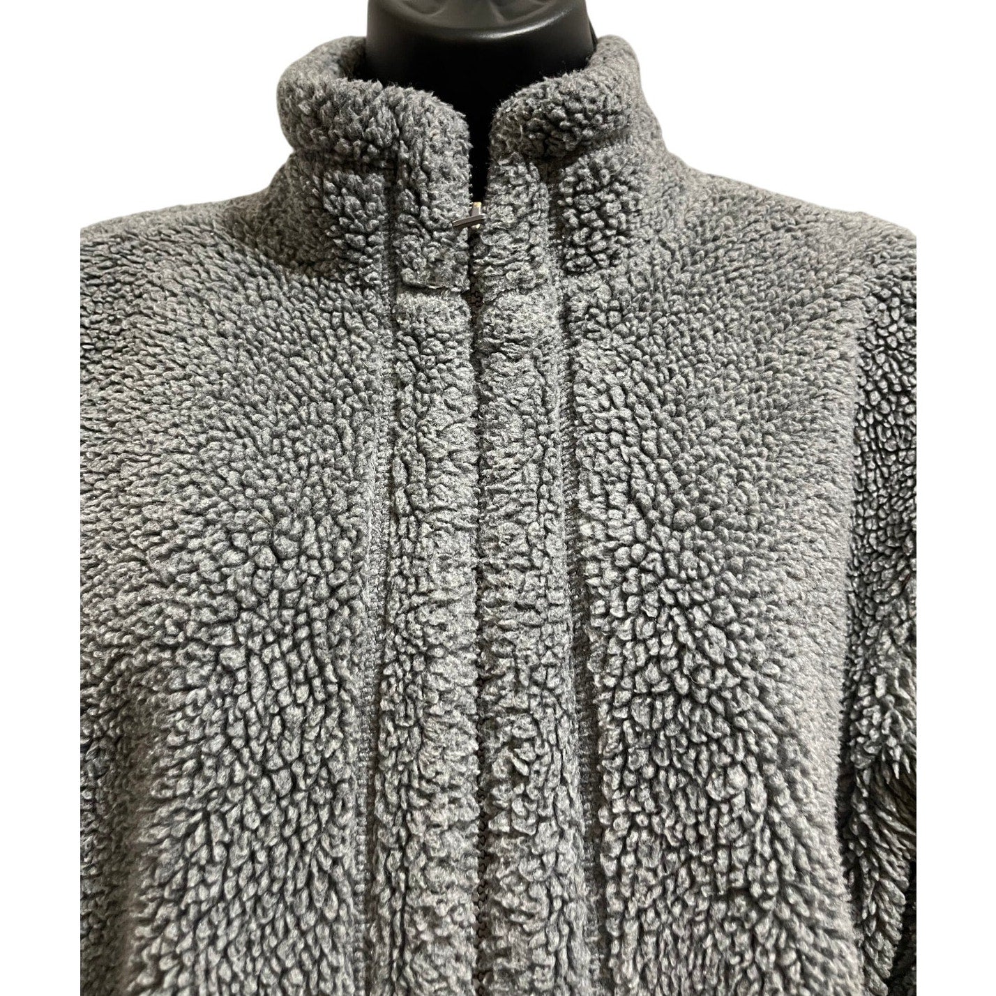 GAP Women's Size Medium Gray Full Zip Sherpa Jacket Long Sleeve