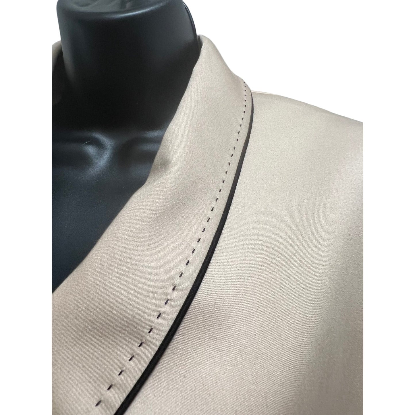 Tahari Arthur S. Levine Petite 8 - Tan Blazer w/ Leather and Gold Snap Closure