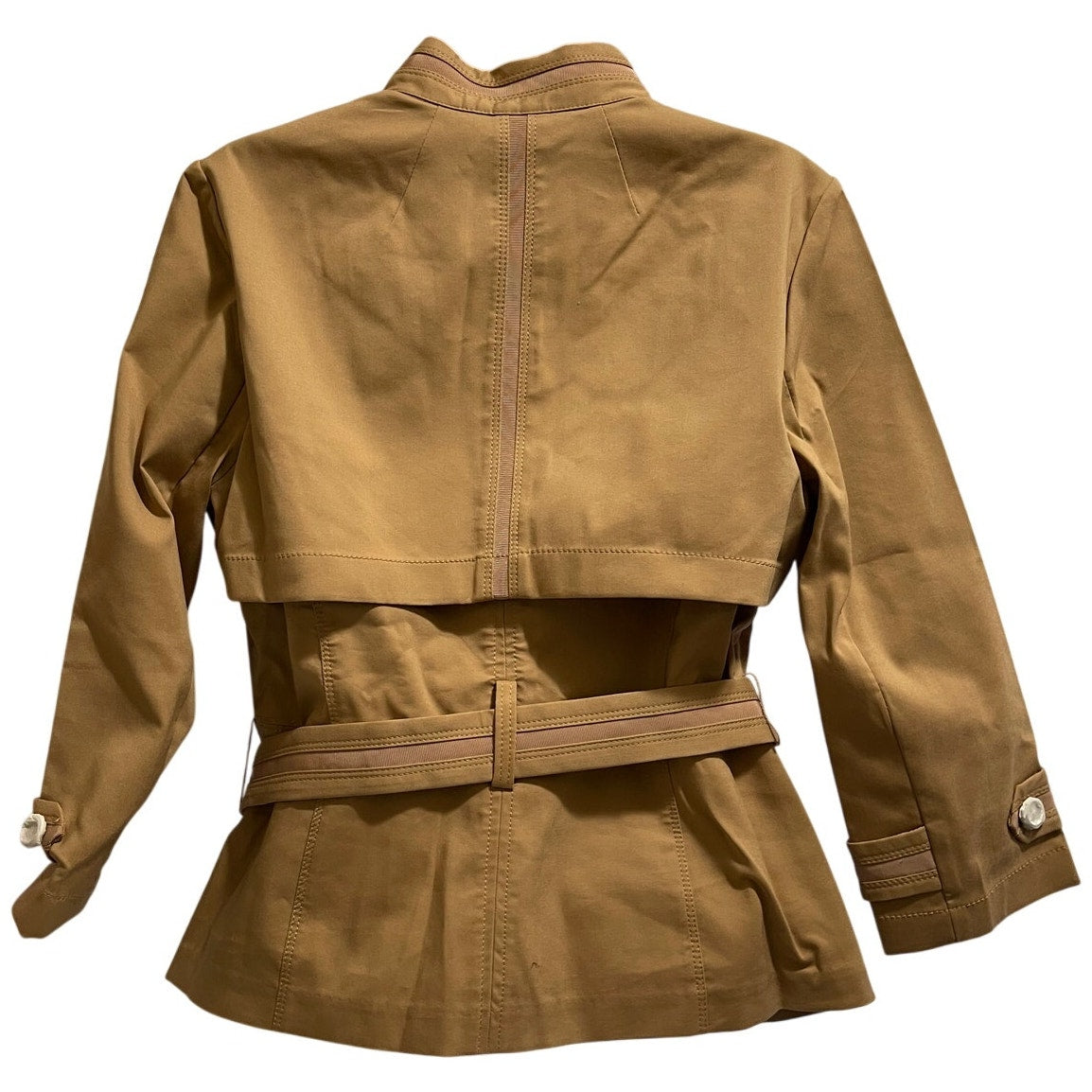 NWT White House Black Market Tan / Yellow Belted Jacket Size 10