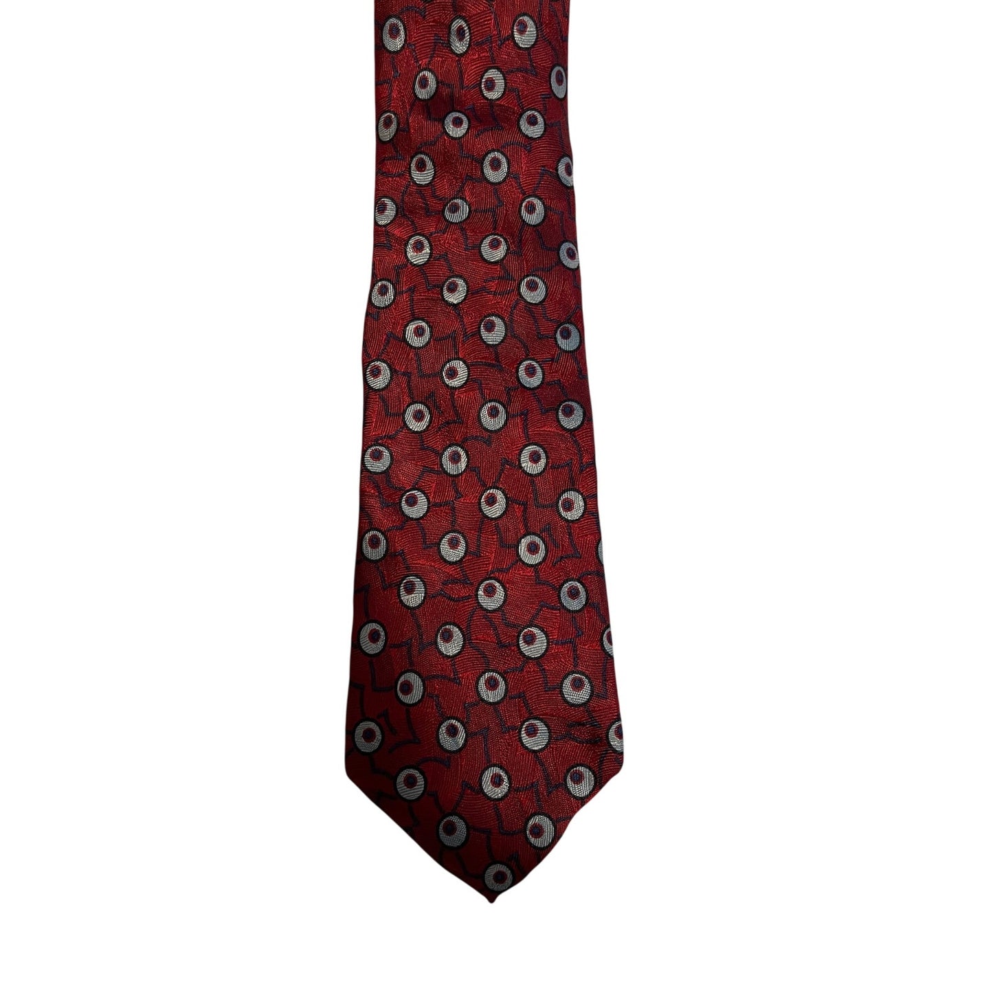 Vintage Red and Gray Patterned Men's Silk Type Unbranded Necktie