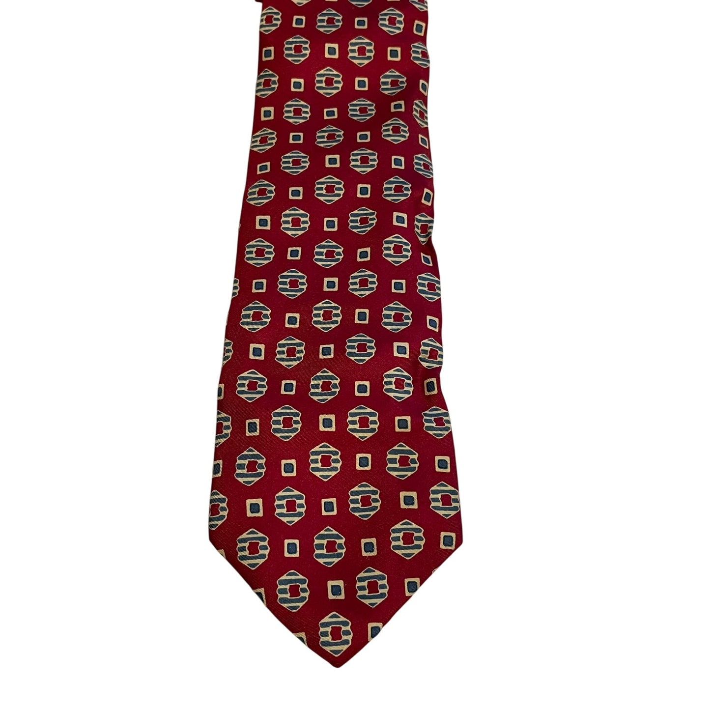 Vintage Isaco Italian Made Pure Silk Red Print Men's Necktie