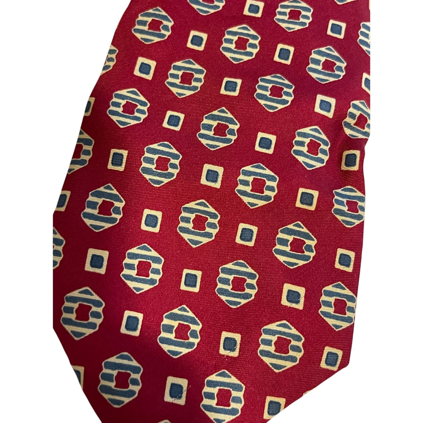 Vintage Isaco Italian Made Pure Silk Red Print Men's Necktie