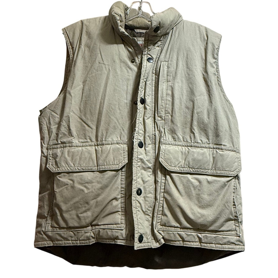 Vintage Orvis Goose Down Puffer Vest Medium Beige Tan Full Zip