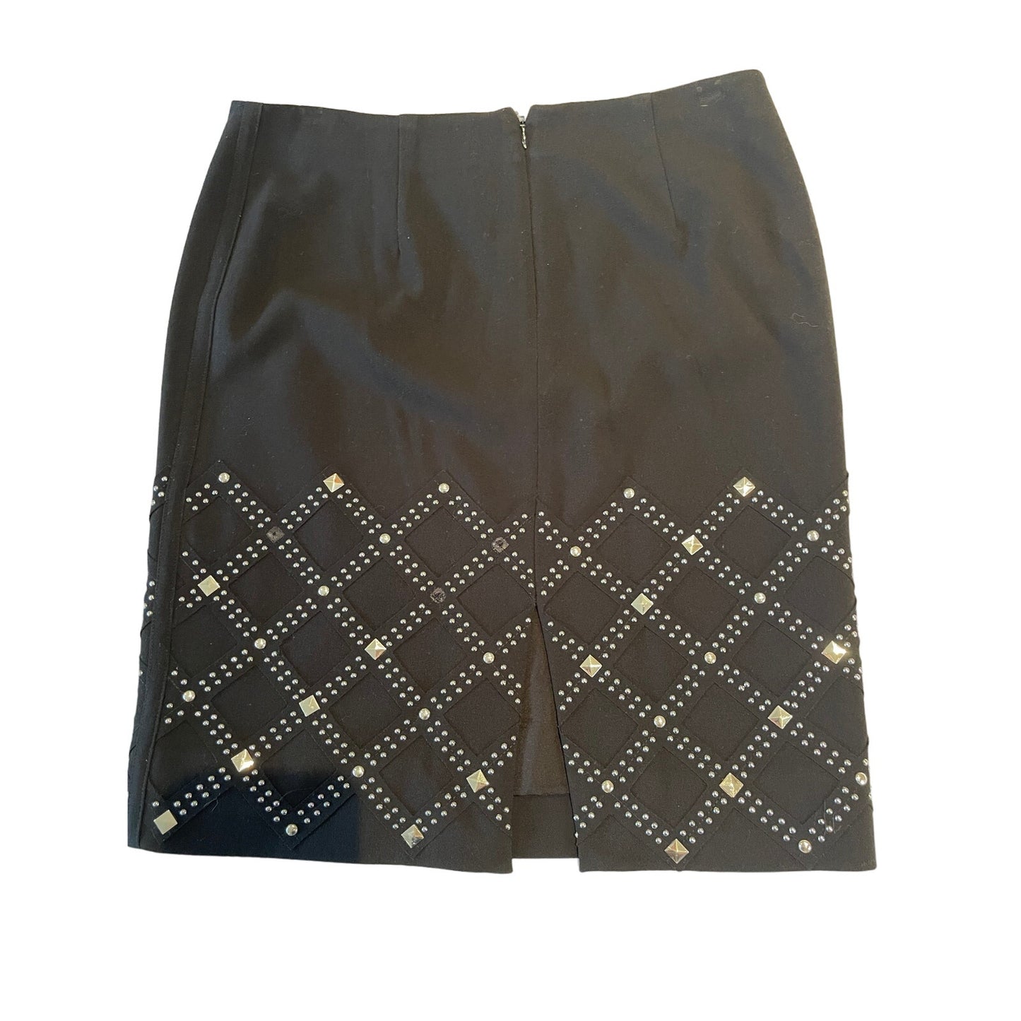 White House Black Market Size 6 Pencil Skirt - Black w/ Silver Studs