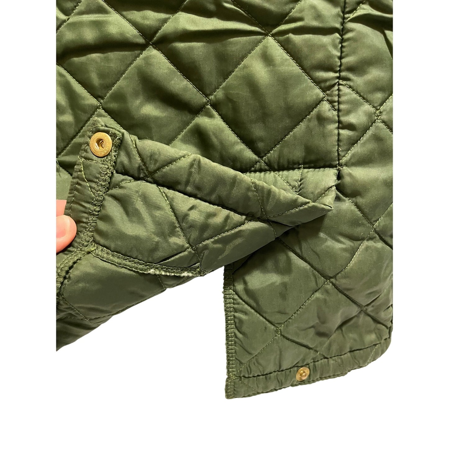 Vintage John Partridge Green Quilted Jacket - Corduroy Collar - Made in England