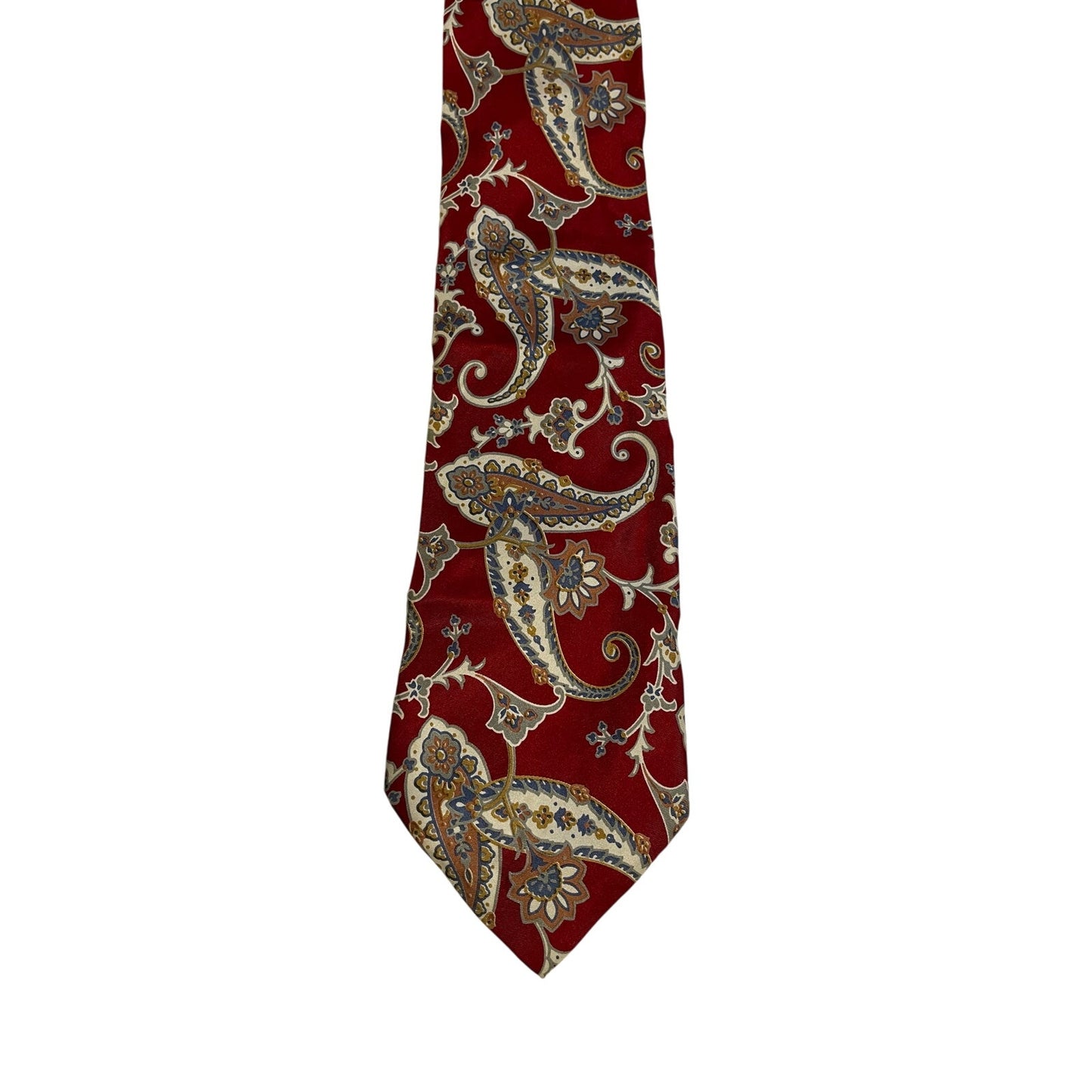 Vintage Abercrombie & Fitch Red Paisley Print 100% Silk Men's Necktie Retro Tie