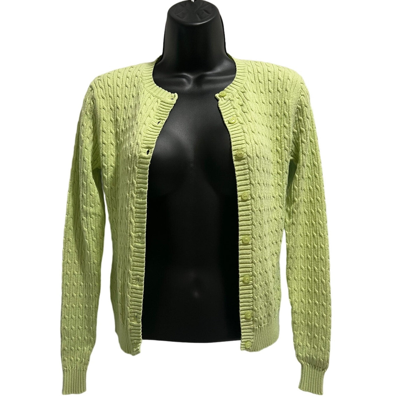 Tailor B. Moss Spring Green Light Knit Cable Sweater - Size XS