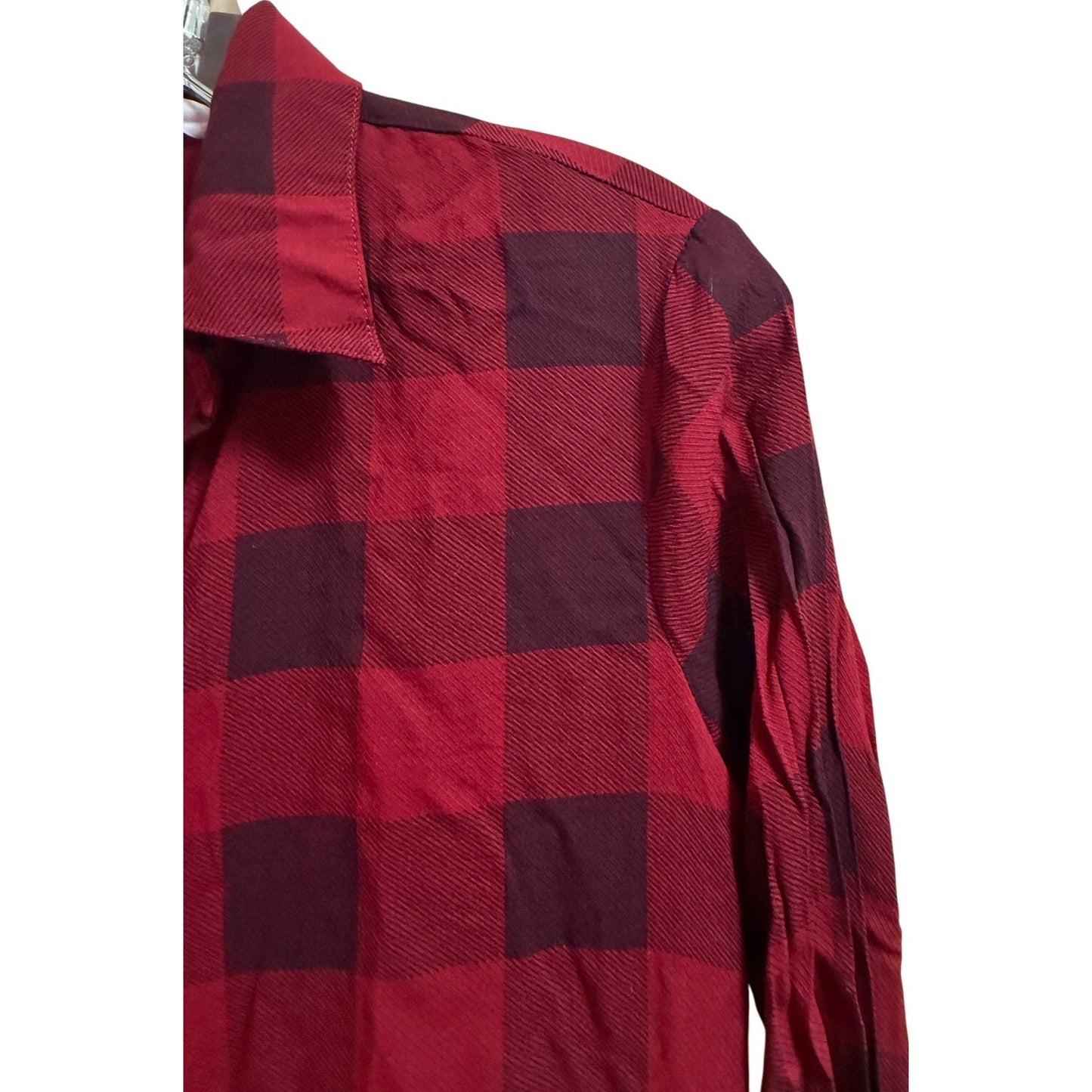 BB Dakota Red Plaid Collared Long Sleeve Shirt Dress - Size Small