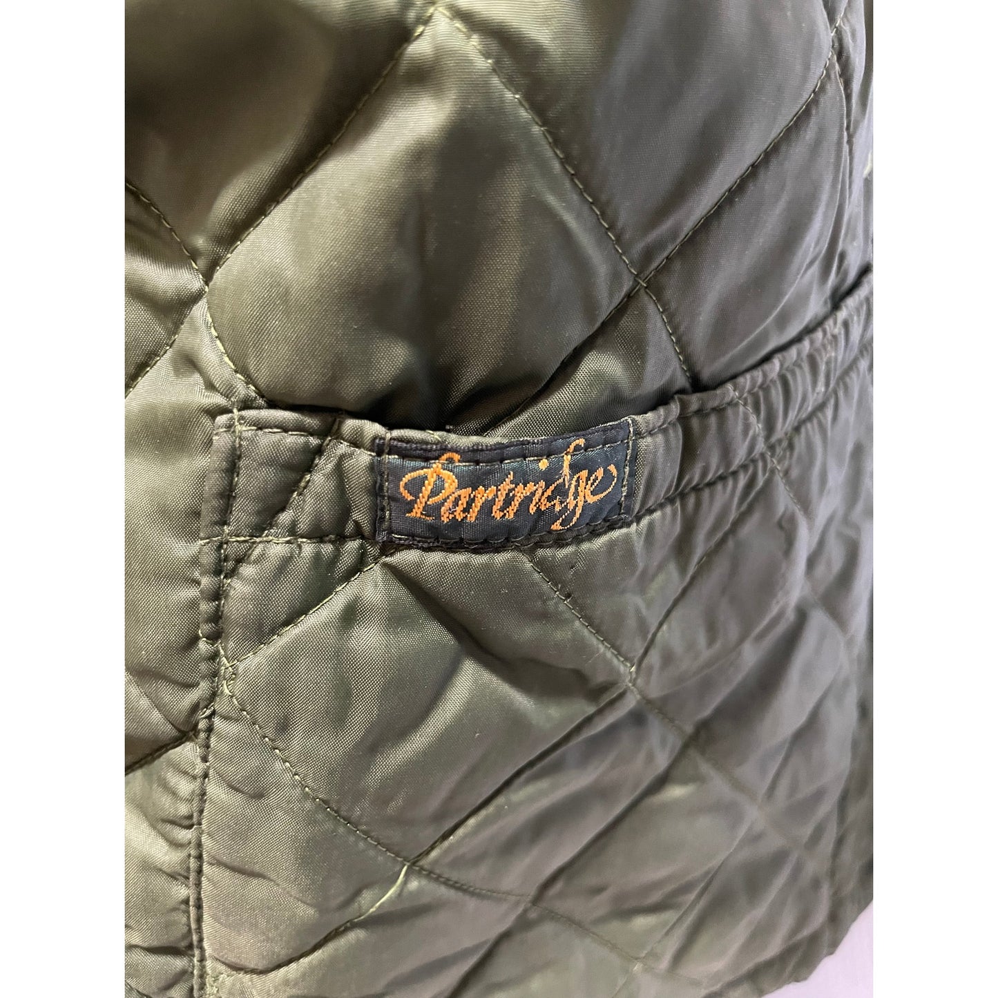 Vintage John Partridge Green Quilted Jacket - Corduroy Collar - Made in England