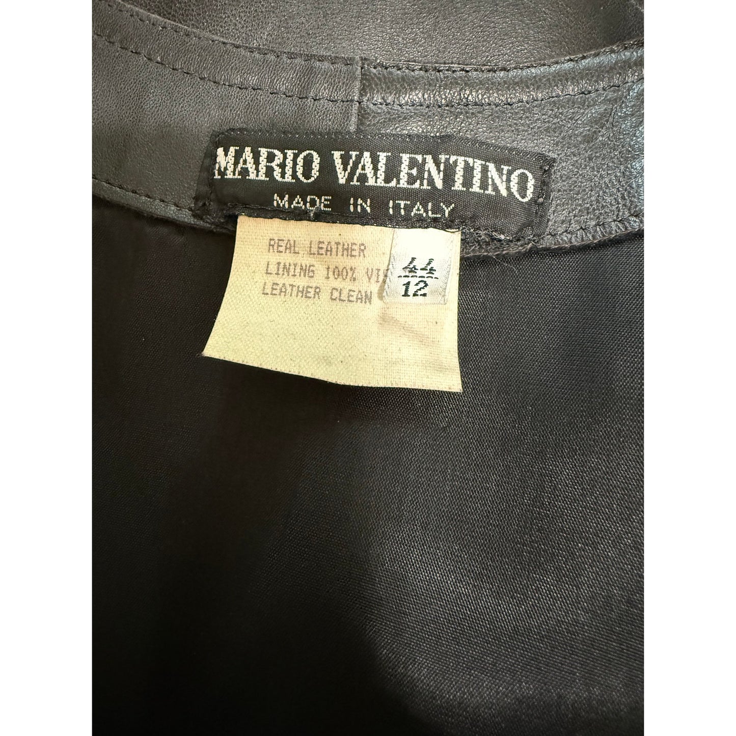 Mario Valentino Size 44 Black Leather Sleeveless Dress