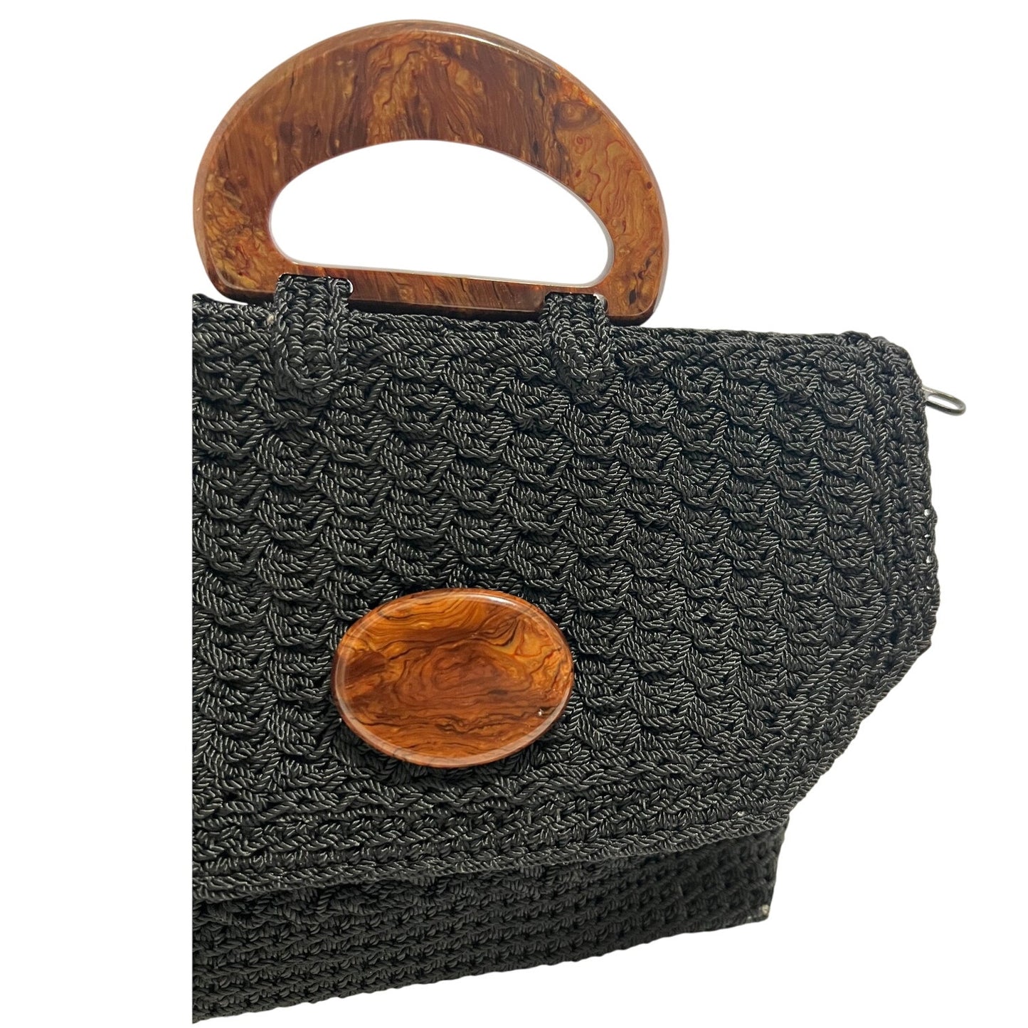 Vintage Christian Livingston Black Crochet Handbag / Purse