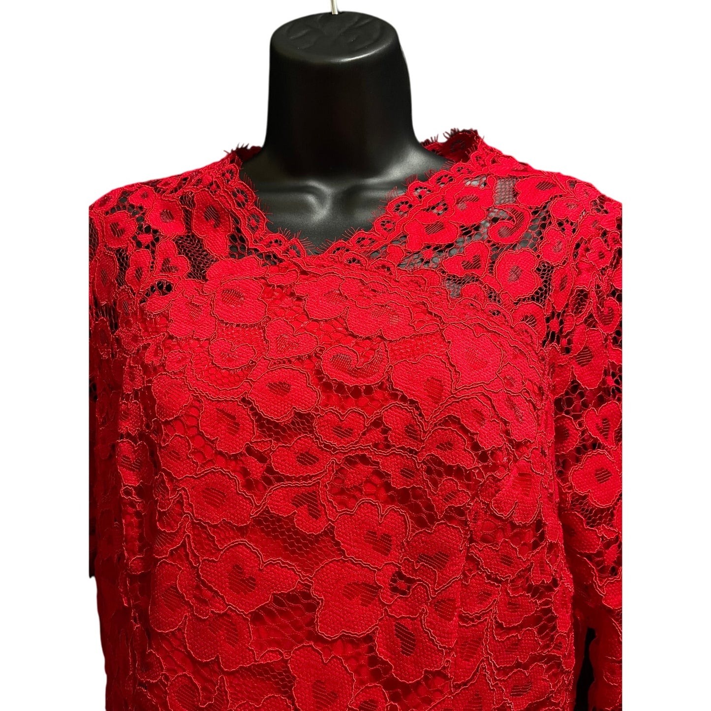 NWT Shoshanna Red Lace 3/4 Sleeve Midi Dress - Size 10