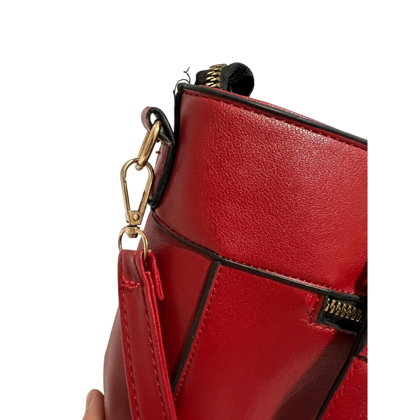 Unbranded Red Faux Leather Purse Top Handle & Shoulder Strap