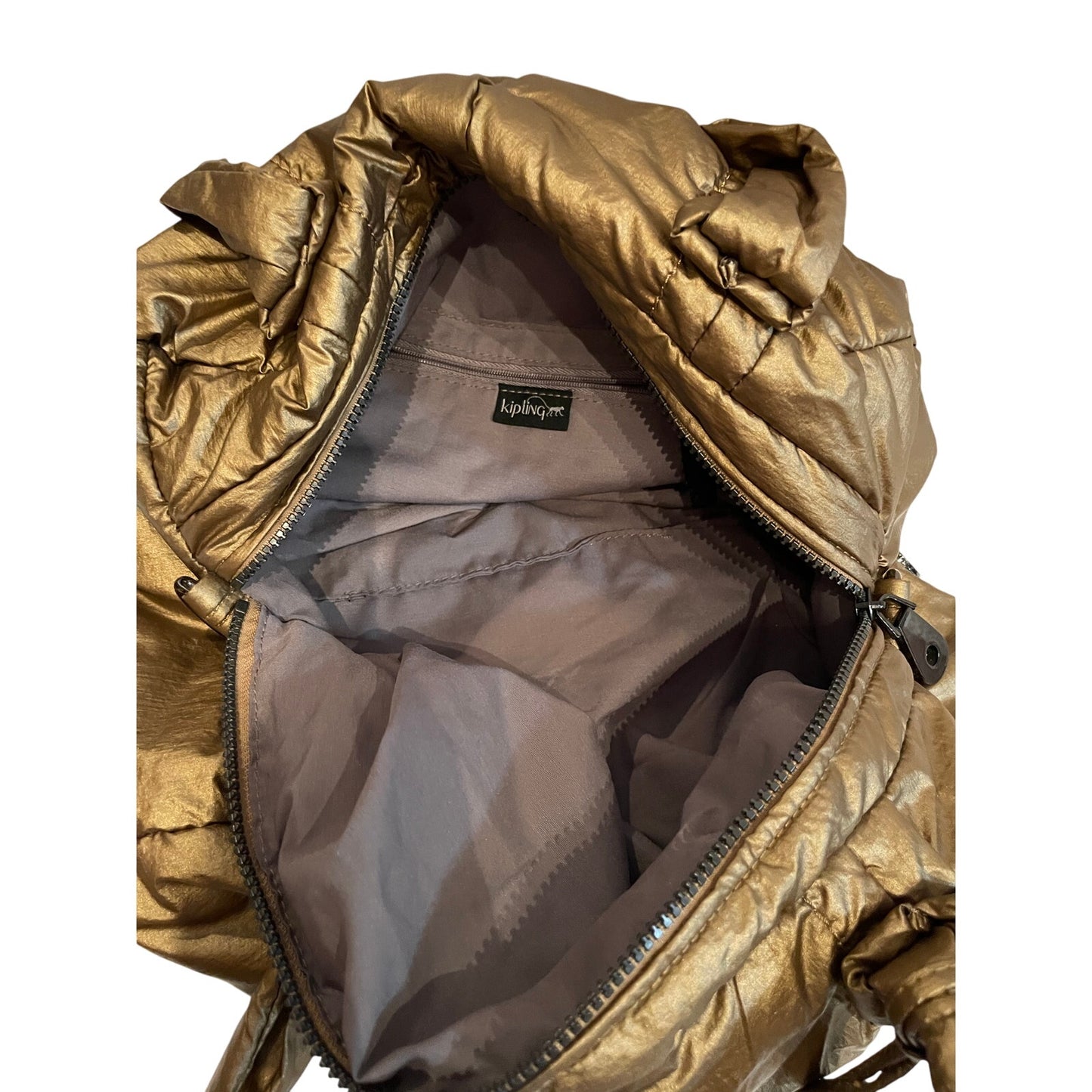 Kipling Metallic Gold / Bronze Puffy Padded Purse