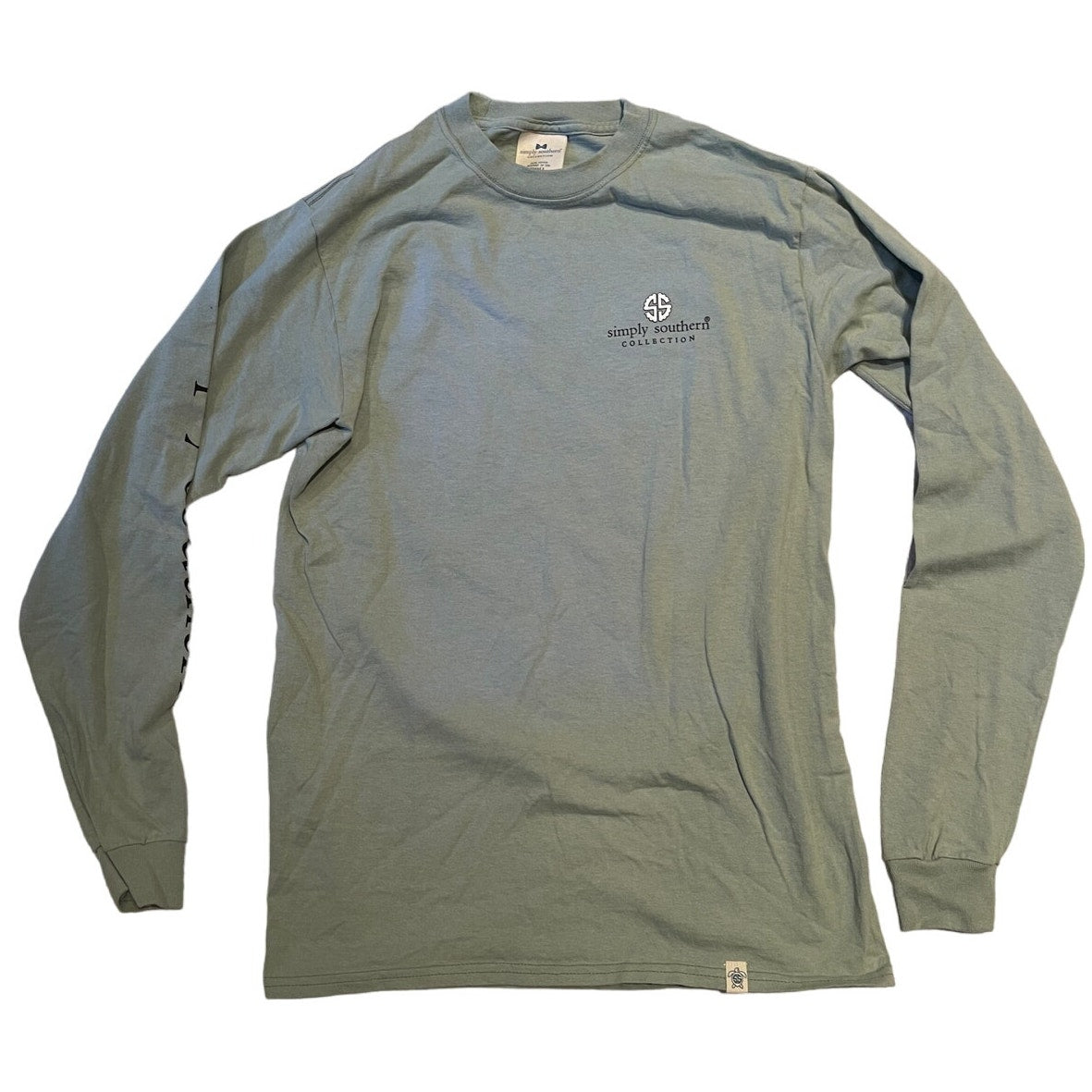 Simply Southern Unisex Small Green Long Sleeve Cotton West Virginia Graphic Tee