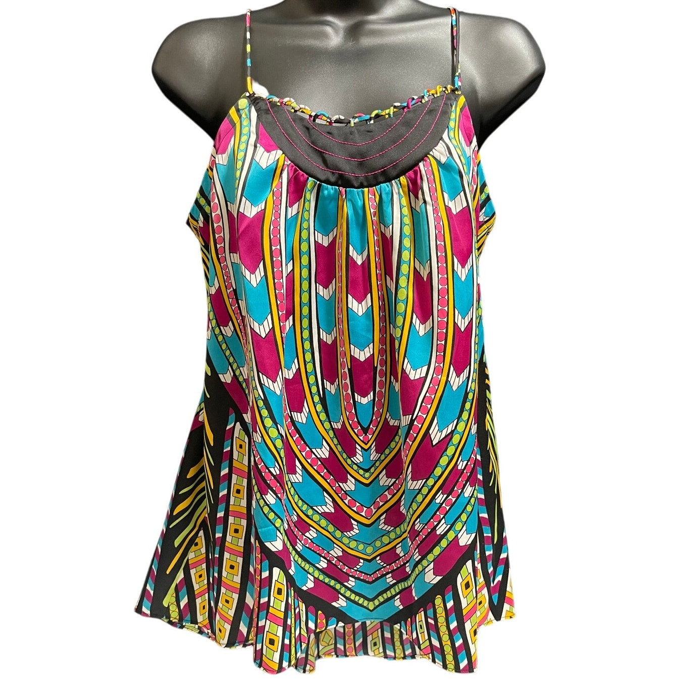 Nicole Miller Multi-Color Spaghetti Strap Blouse - XS